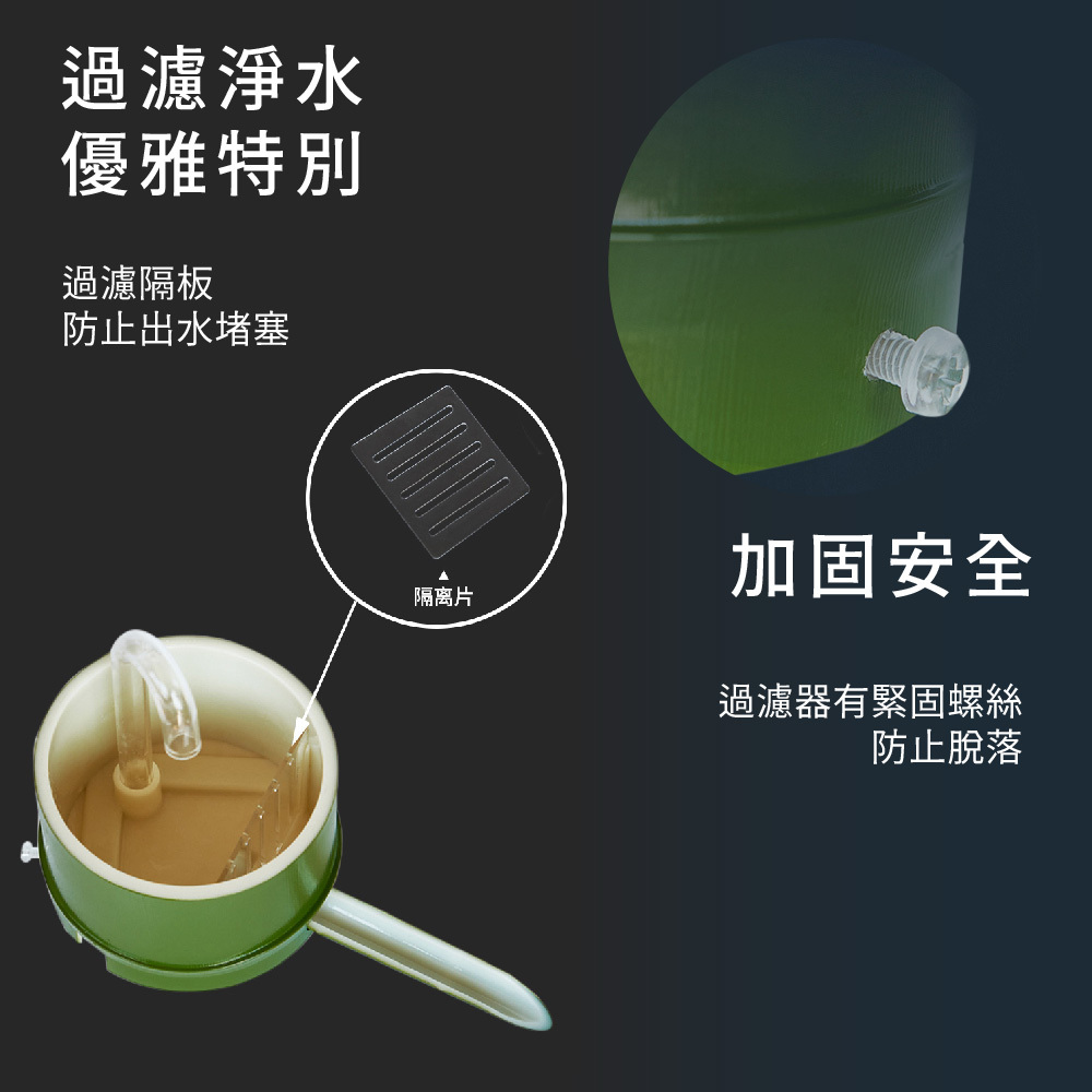 固定卡槽搭配緊固螺絲設計，雙重穩定保障過濾器安全不易移位，讓您使用更安心