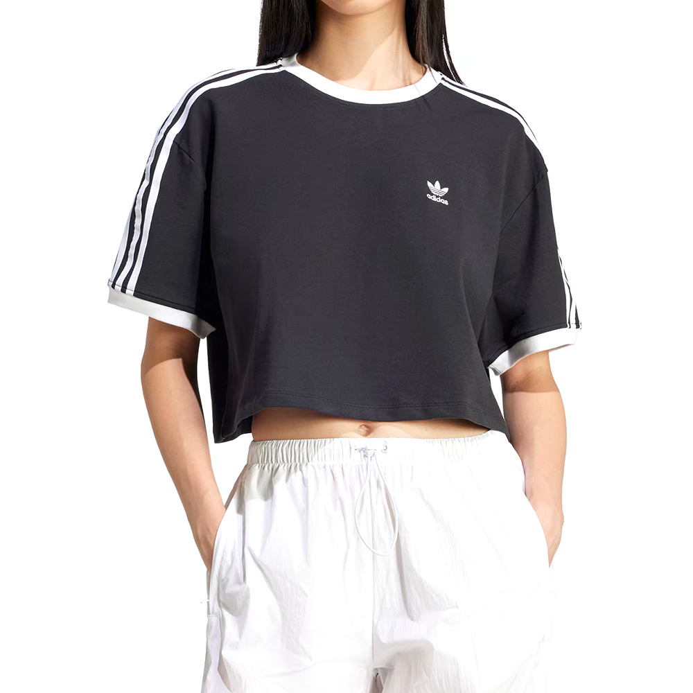 Adidas 3S Loose Crop T 女款 黑色 三葉草 愛迪達 休閒 上衣 短版 短袖 JC8149