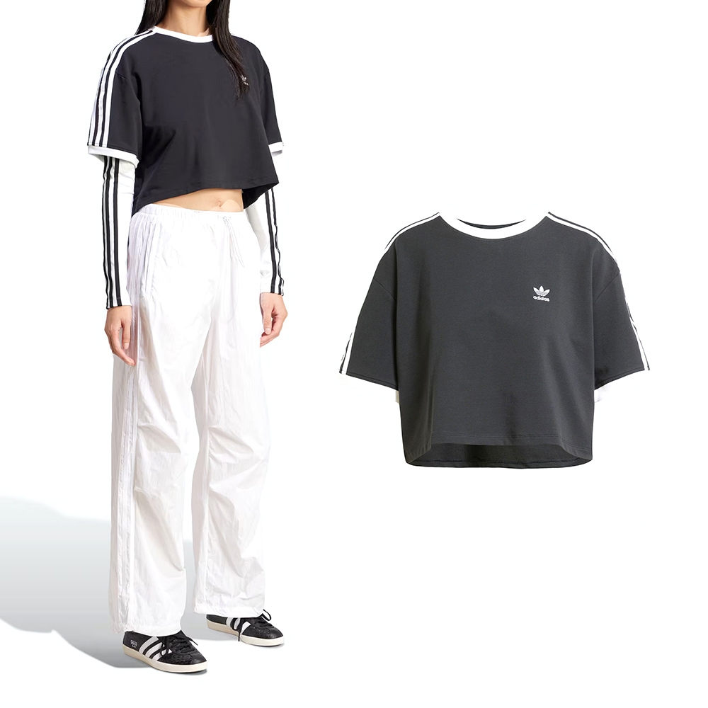 Adidas 3S Loose Crop T 女款 黑色 三葉草 愛迪達 休閒 上衣 短版 短袖 JC8149