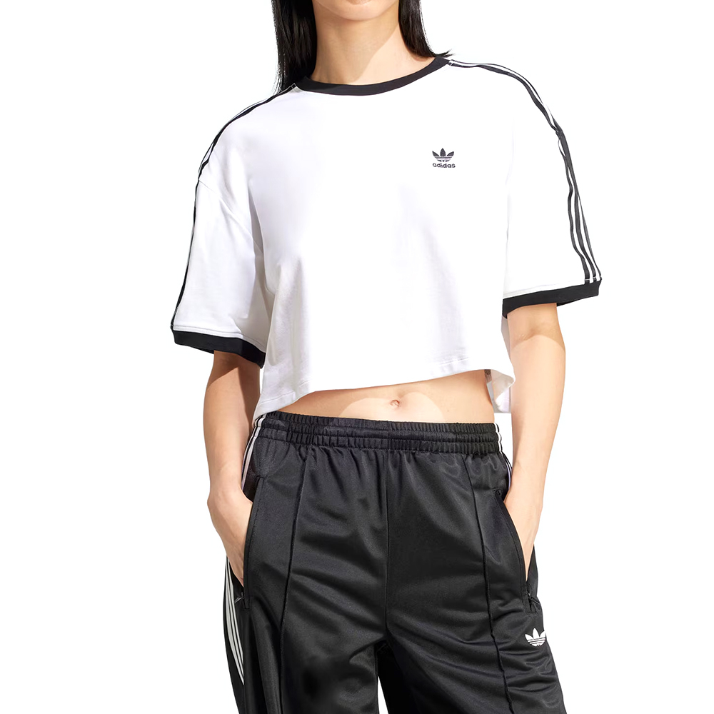 Adidas 3S Loose Crop T 女款 白色 三葉草 愛迪達 休閒 上衣 短版 短袖 JC8150