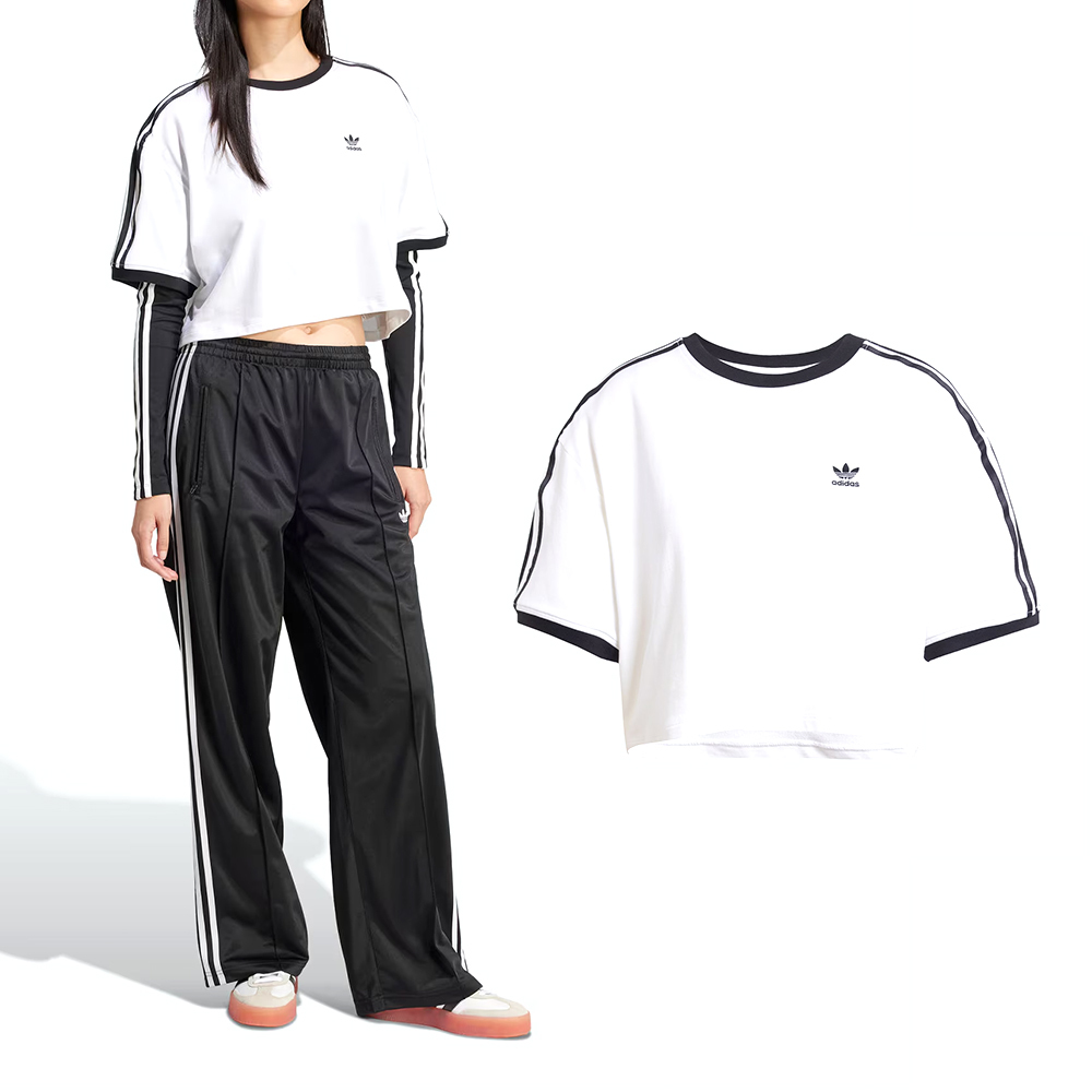 Adidas 3S Loose Crop T 女款 白色 三葉草 愛迪達 休閒 上衣 短版 短袖 JC8150