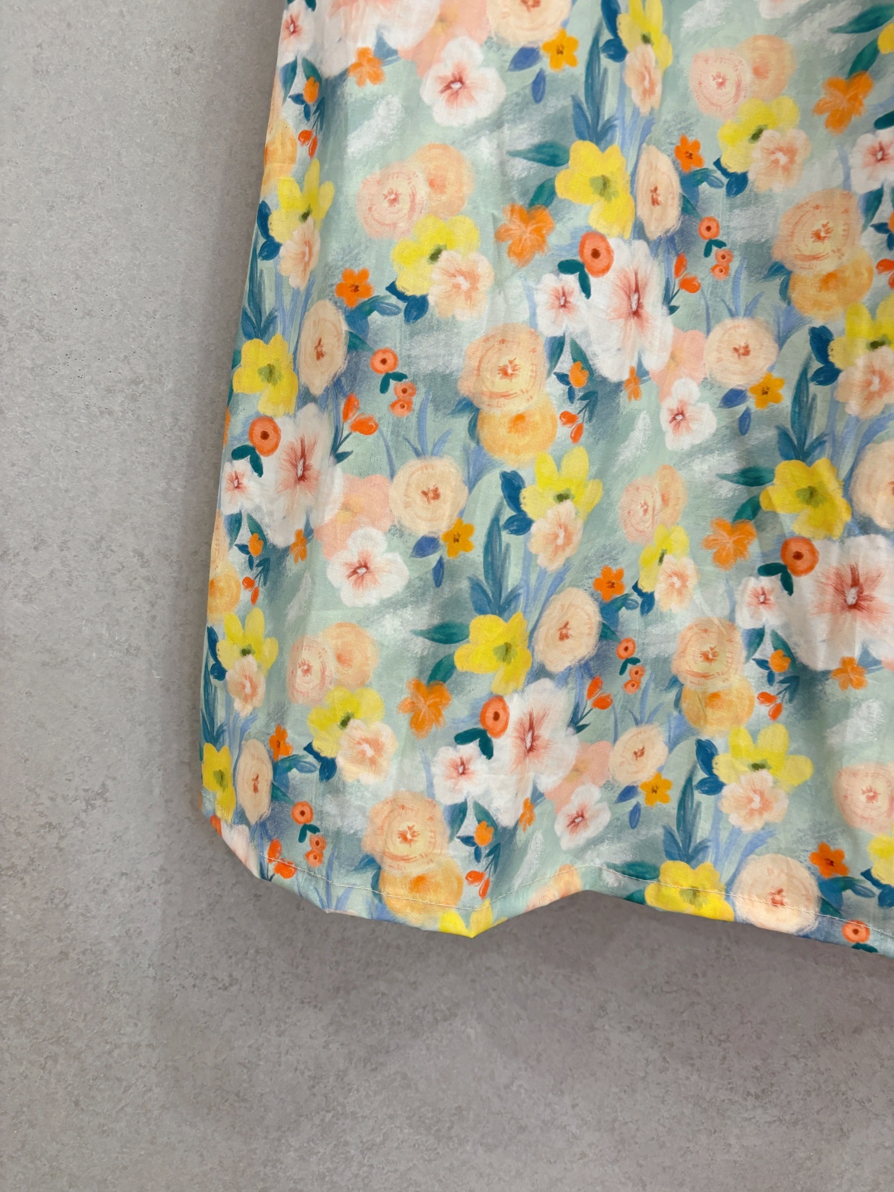 藍油畫花 媽咪大圓褲裙