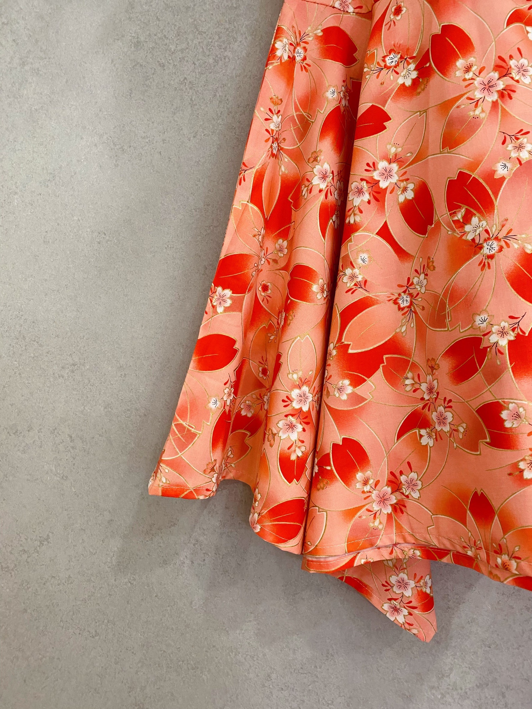 燙金紅櫻花 媽咪不規則長裙(S)