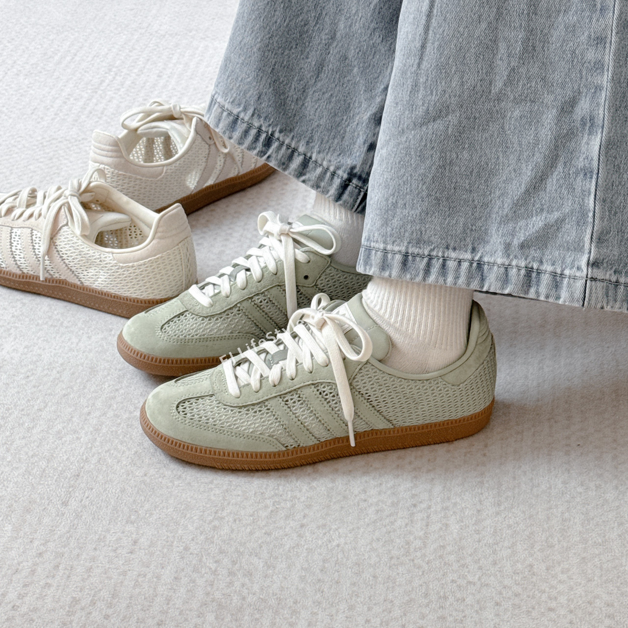 ADIDAS SAMBA OG 鼠尾草綠 灰綠 編織 奶油白 焦糖底 女鞋 KK3529 / 調貨