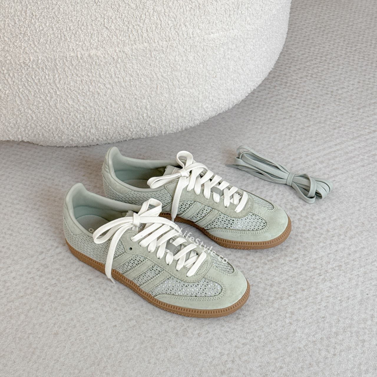 ADIDAS SAMBA OG 鼠尾草綠 灰綠 編織 奶油白 焦糖底 女鞋 KK3529 / 調貨