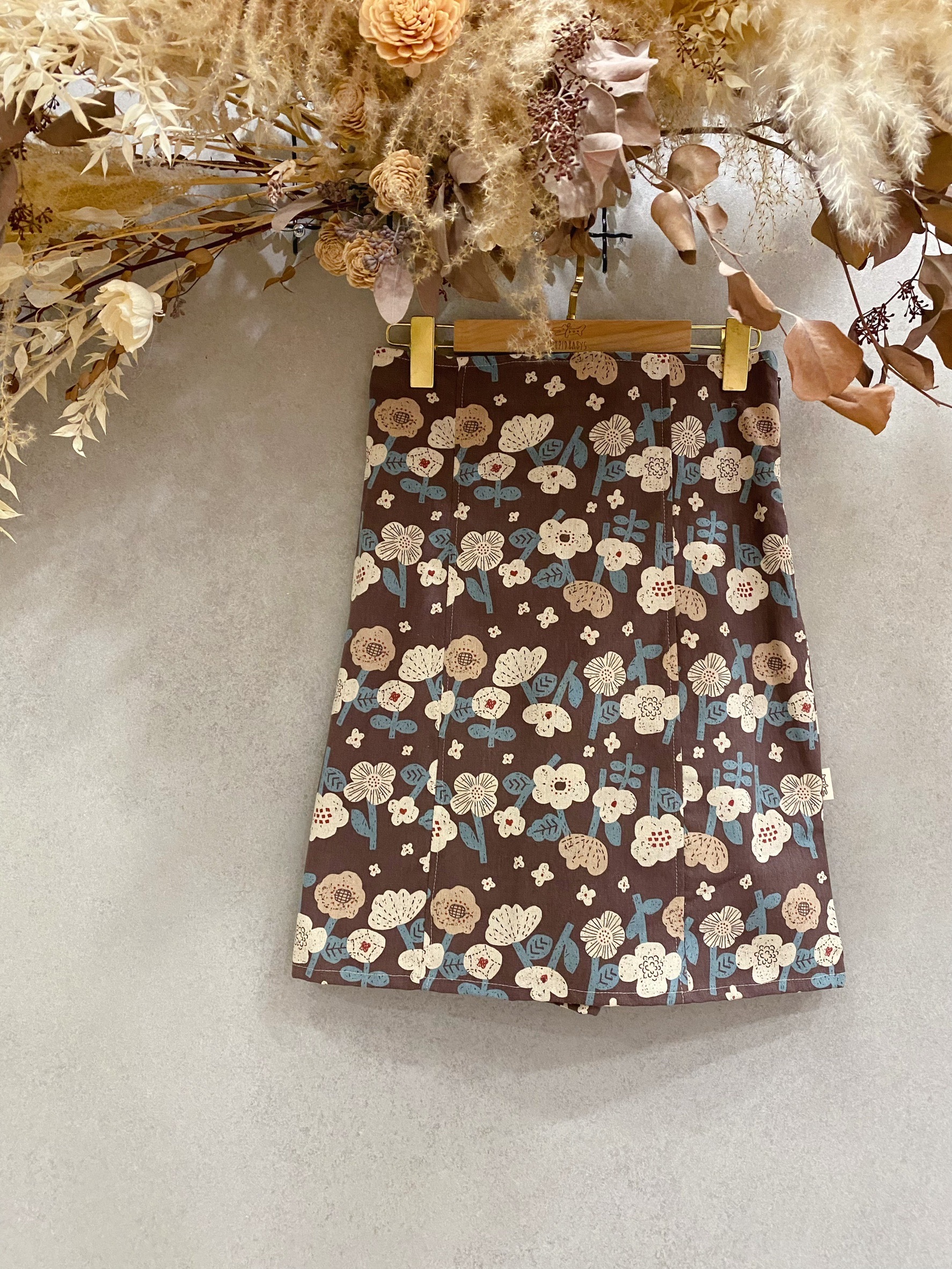 咖啡小花 媽咪後綁腰短裙