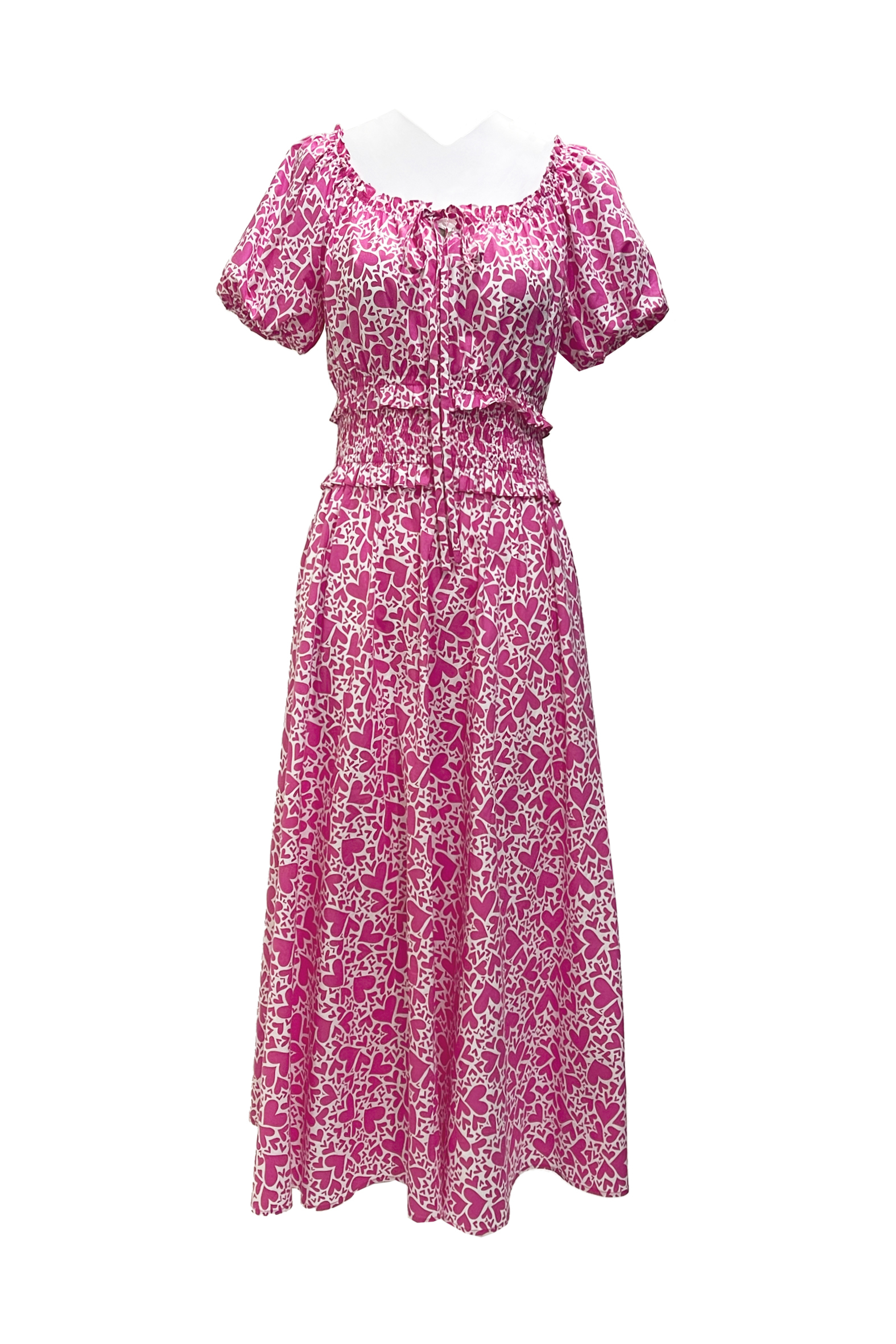 BE10085E1 滿版愛心泡袖長洋