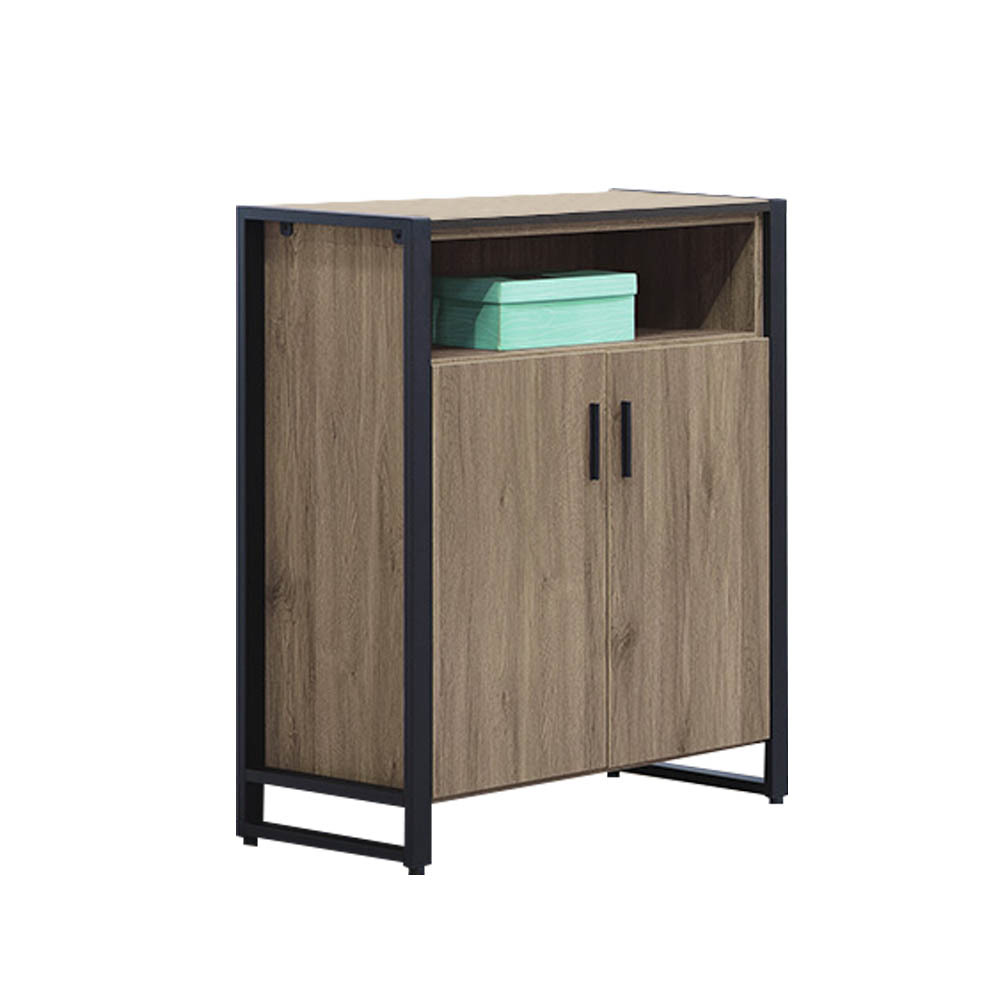 艾南2.8尺工業風二門鞋櫃(灰橡色)