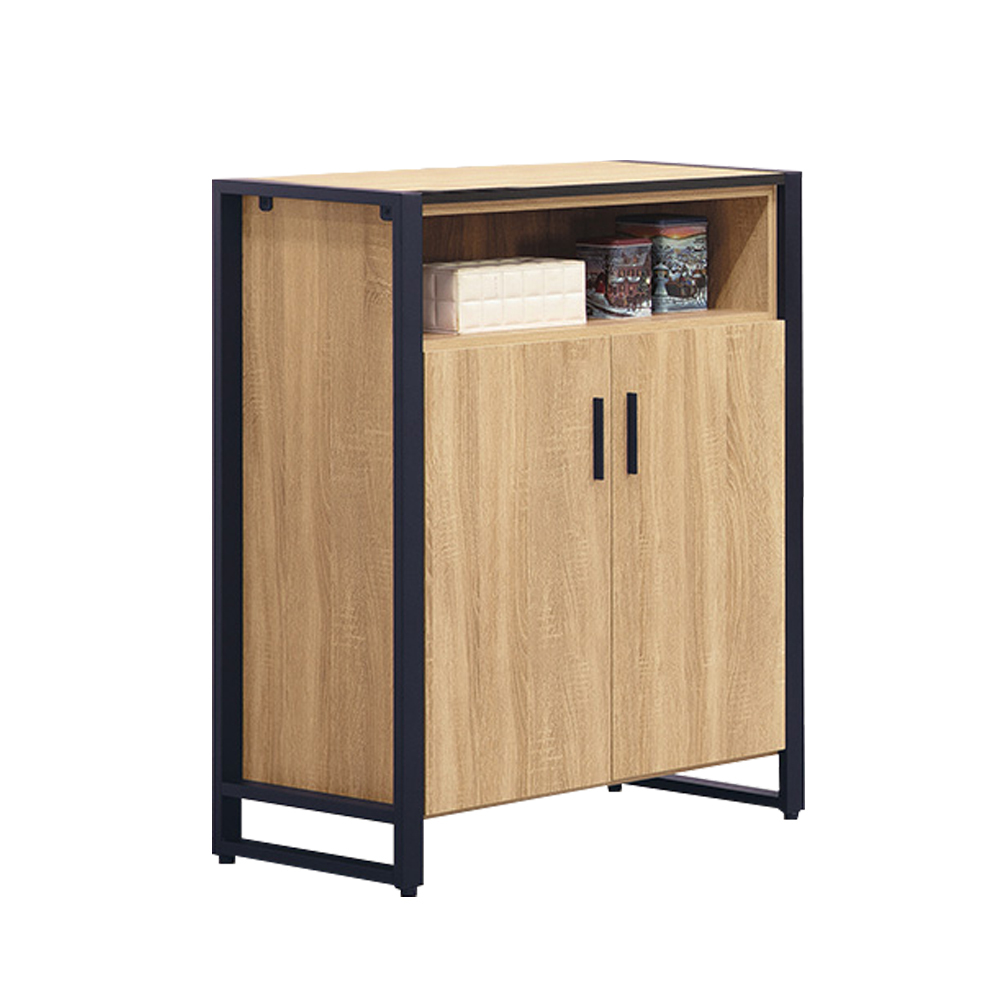 艾南2.8尺工業風二門鞋櫃(梧桐色)