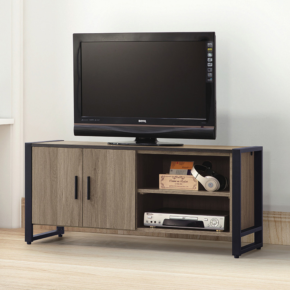 艾南3.9尺工業風電視櫃/長櫃/視聽櫃(灰橡色)