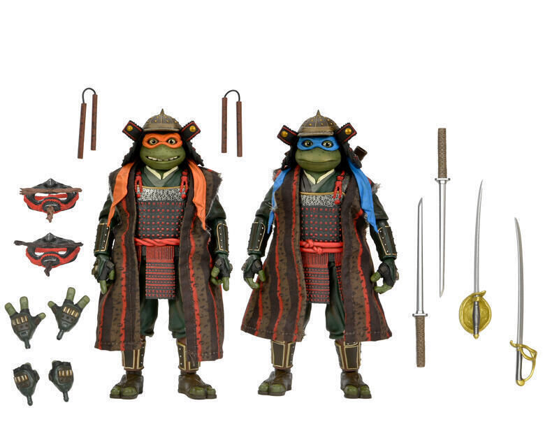 NECA 代理版 可動 7吋 忍者龜3 Turtles in Time 李奧納多&米開朗基羅 2入組