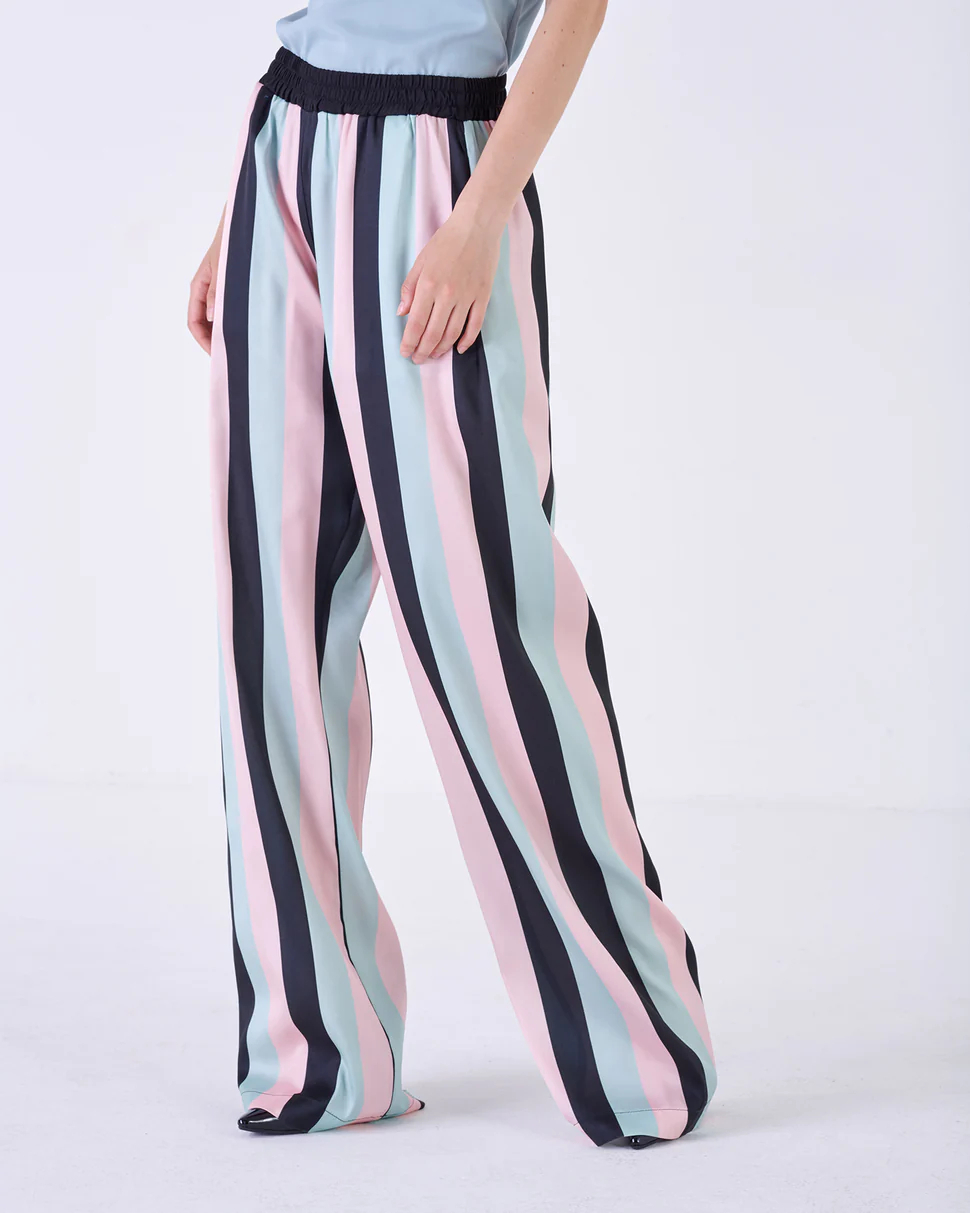 【Silvian Heach】帥氣條紋寬長褲(條紋)