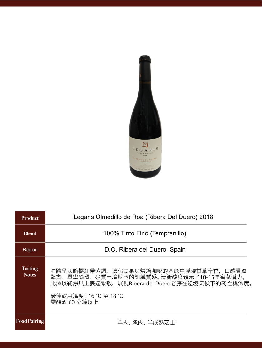 Legaris Olmedillo de Roa (Ribera Del Duero) 2018