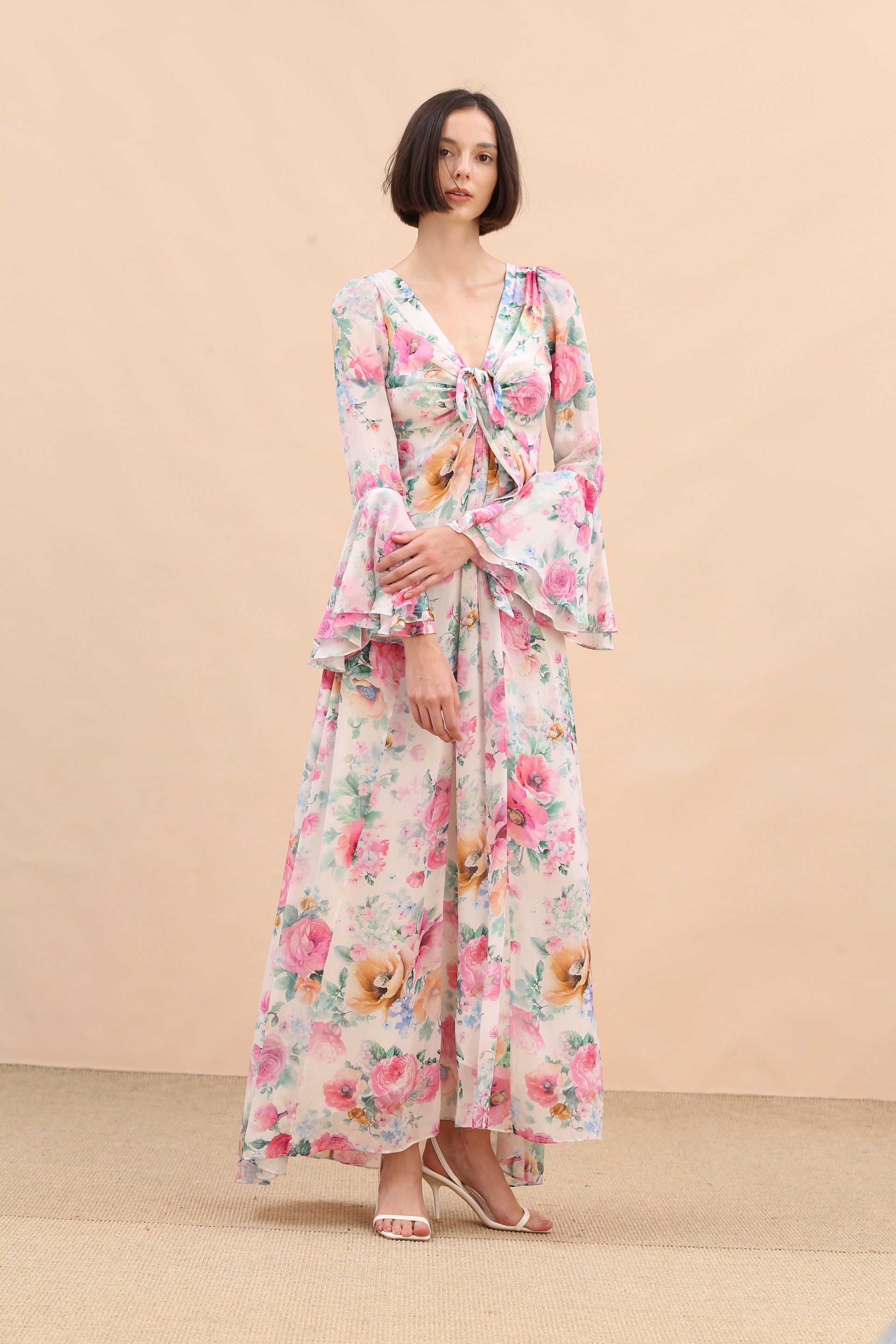 BE10119E1 玫瑰碎花度假長洋