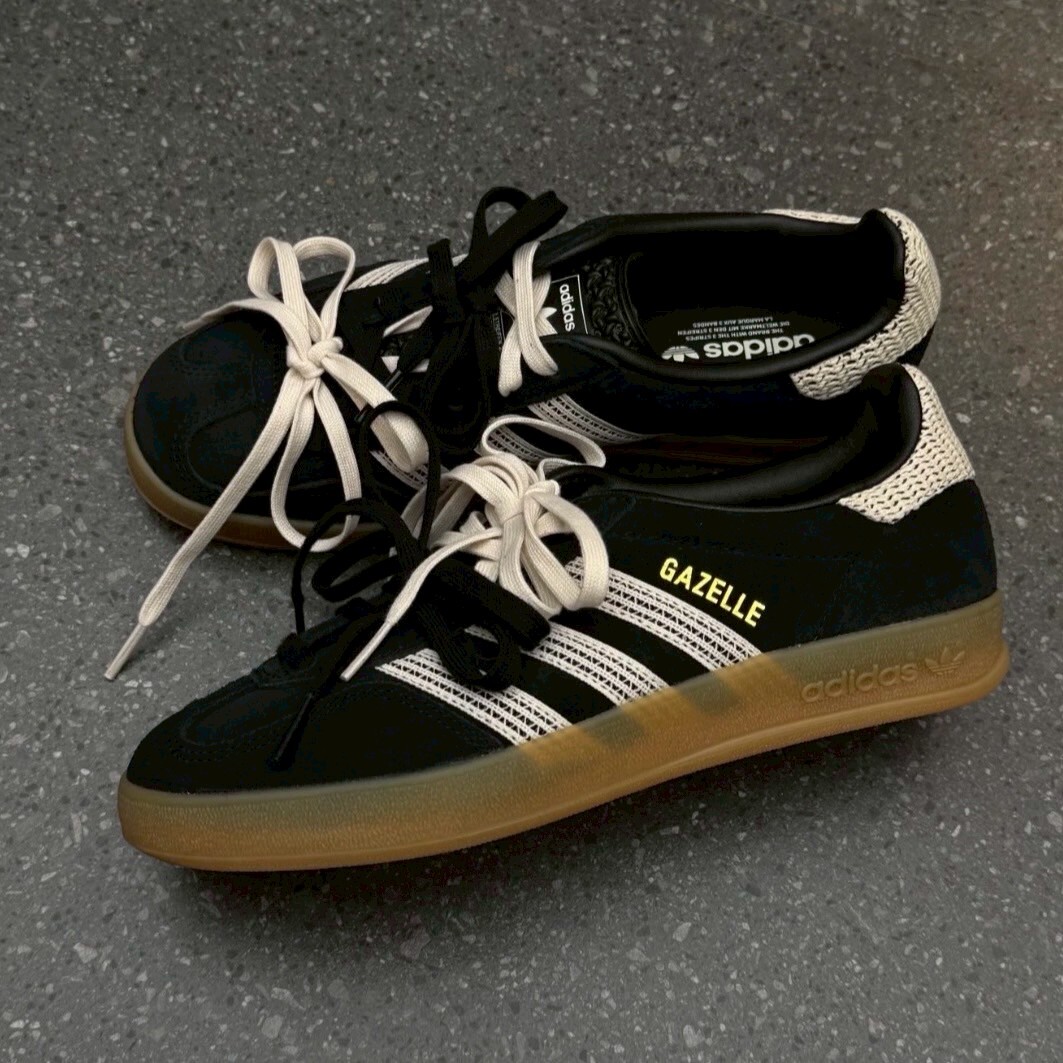 Adidas Gazelle Indoor Black 黑白麂皮 編織 復古 焦糖底 德訓鞋