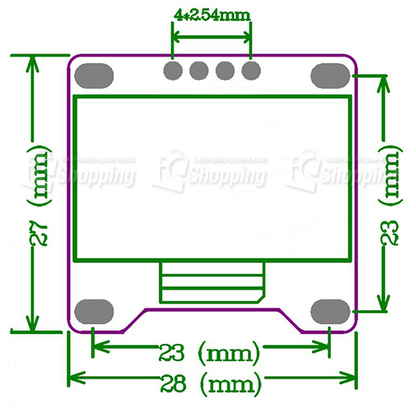 0.96吋,OLED顯示螢幕,尺寸規格