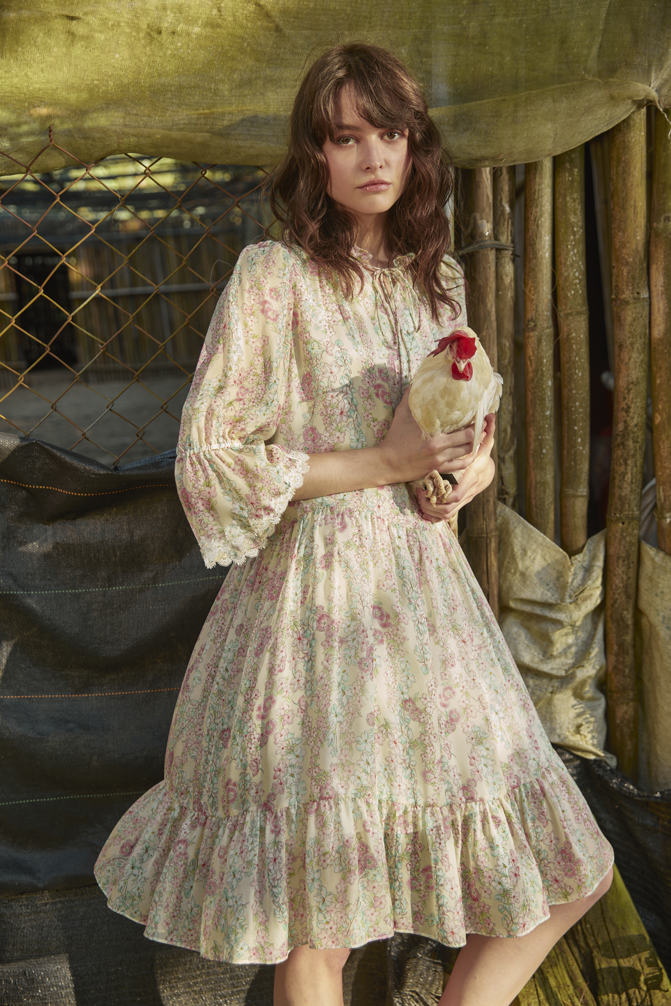 BE10155E1 野薔薇之夢宮廷碎花洋裝 (附腰帶)