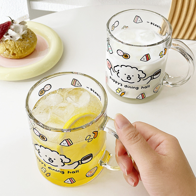 《05211》開心的狗狗玻璃杯/450ml