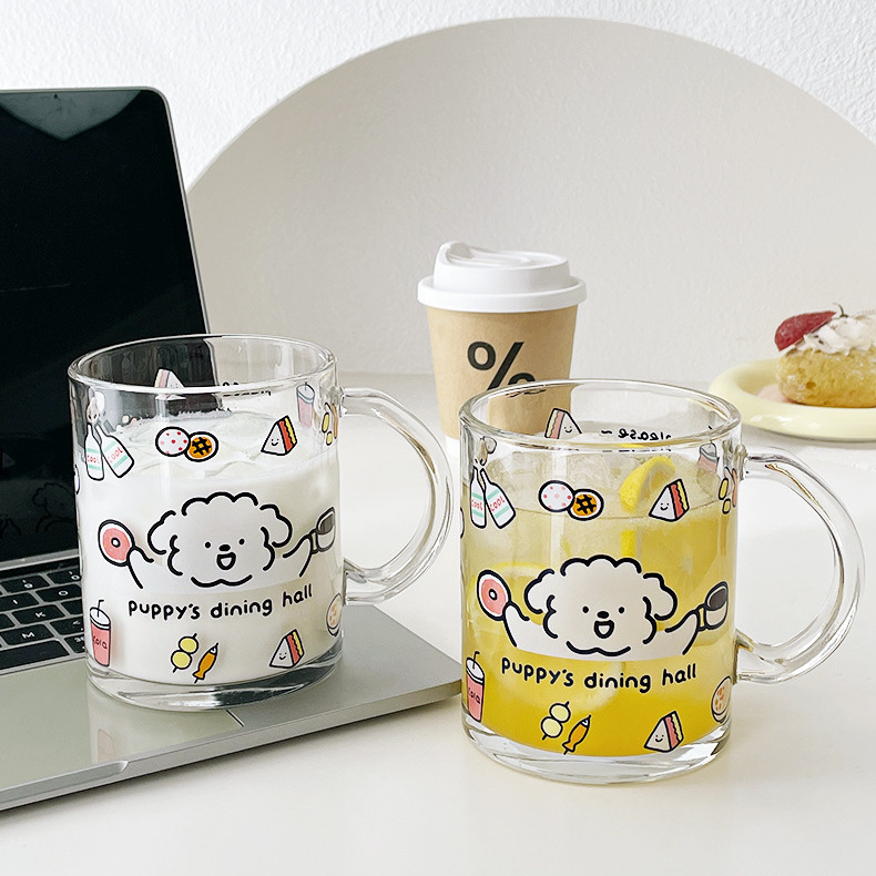 《05211》開心的狗狗玻璃杯/450ml