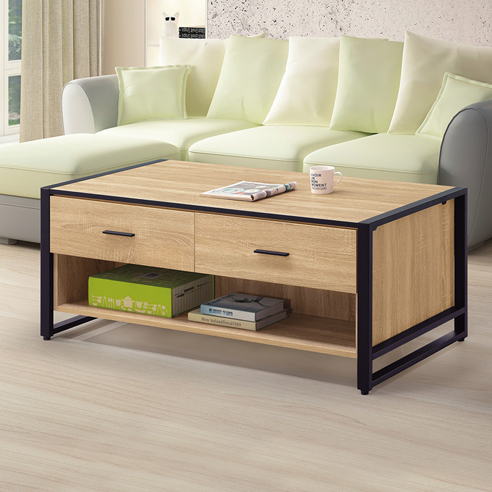 艾南4.3尺工業風四抽大茶几(梧桐色)