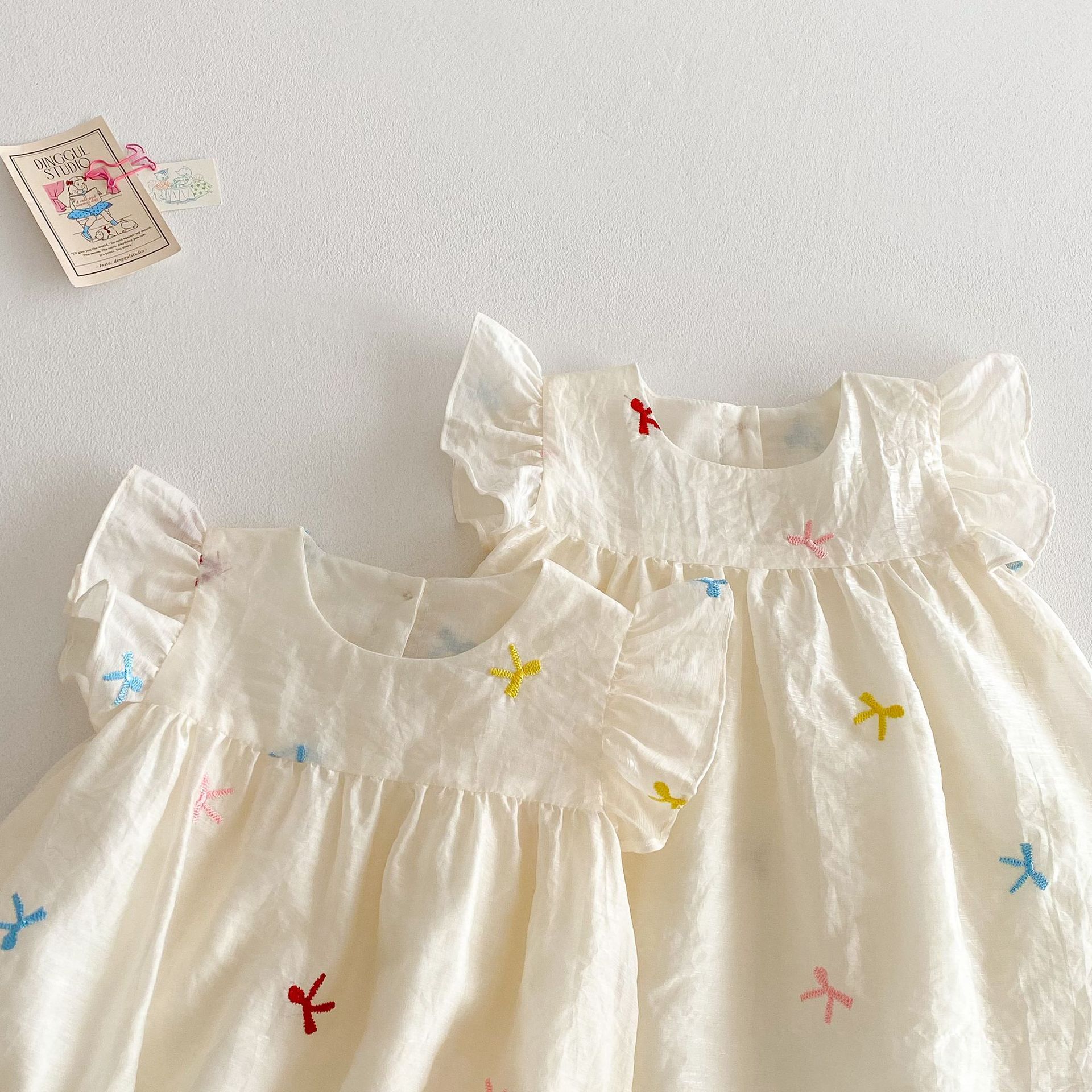 《1405》刺繡蝴蝶結包屁衣/公主裙(66-90)