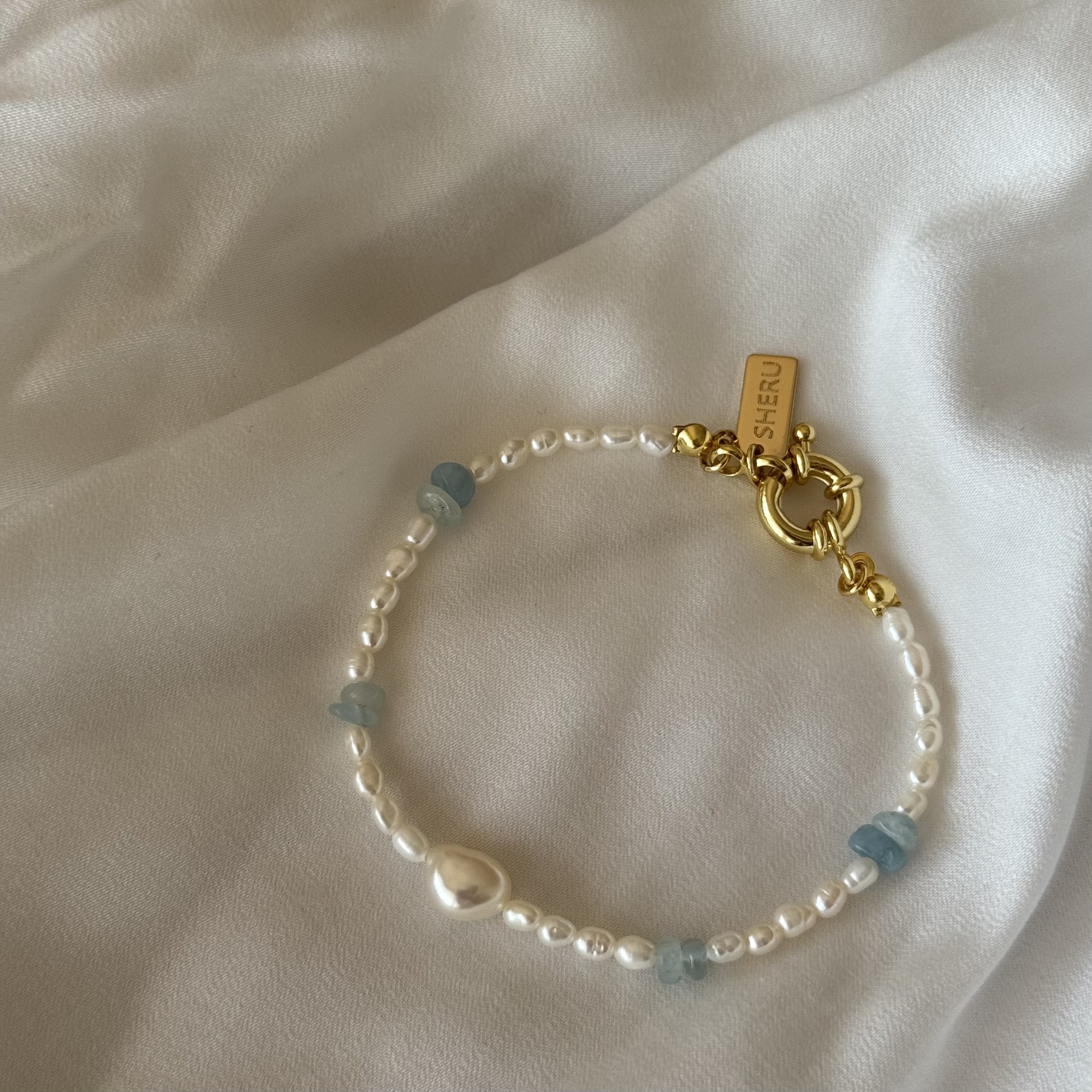 Aquamarine Pearls Bracelet｜海藍寶珍珠手鏈