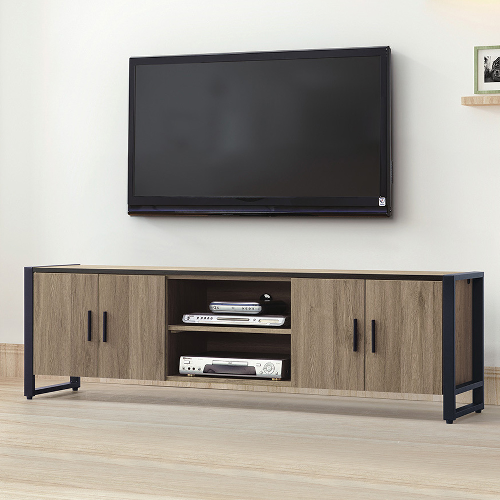 艾南6尺工業風電視櫃/長櫃/視聽櫃(灰橡色)