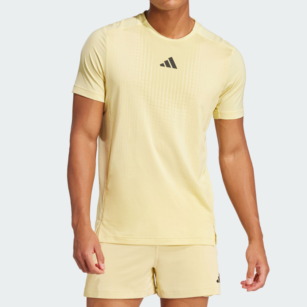 Adidas AirChill Tee 男款 黃色 三葉草 愛迪達 涼感 排汗 運動 上衣 短袖 JI8195