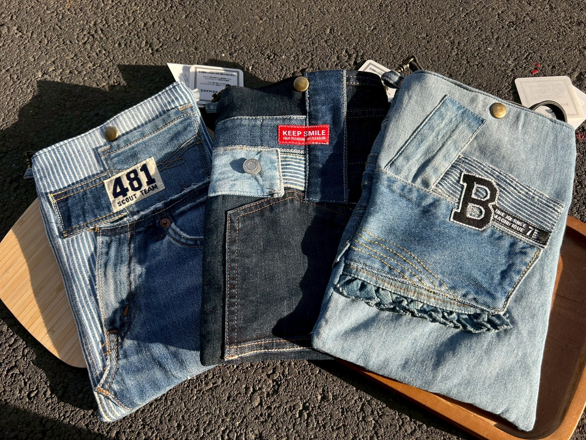 [夜空に月と星] 丹寧拼布斜背包 | yozora06