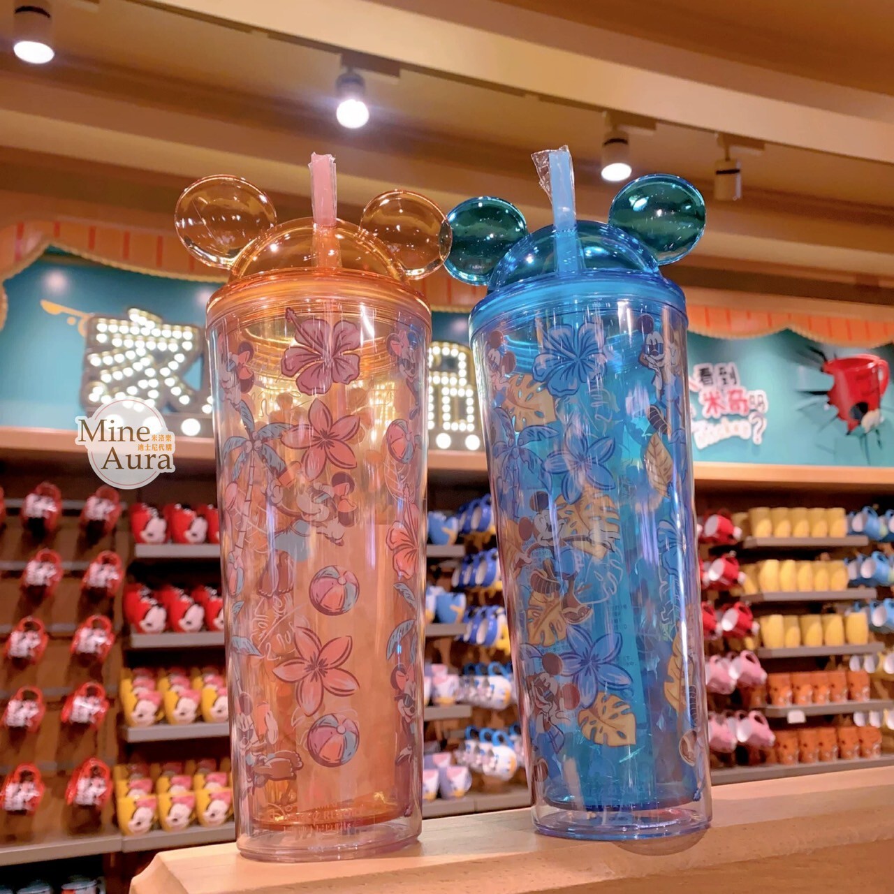 米奇 Mickey 米妮 Minnie 圖案 米奇頭 造型 吸管 水杯 飲料杯 -上海迪士尼樂園