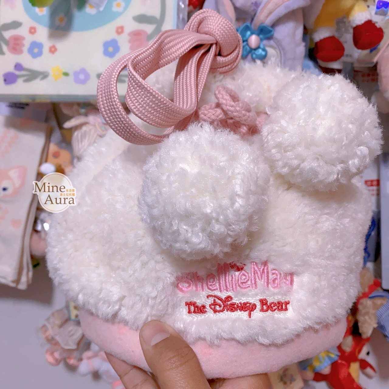 (限時特價) 雪莉玫 ShellieMay 絨毛 大頭造型 束口 水桶包 斜背包 -上海迪士尼樂園