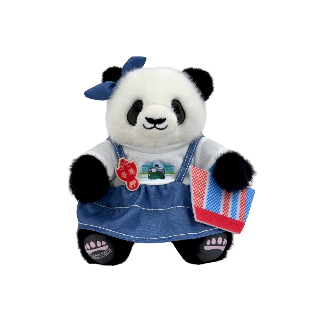 Plush Wear for 6.5" Panda Plush - Denim Dress with Hong Kong Print Set