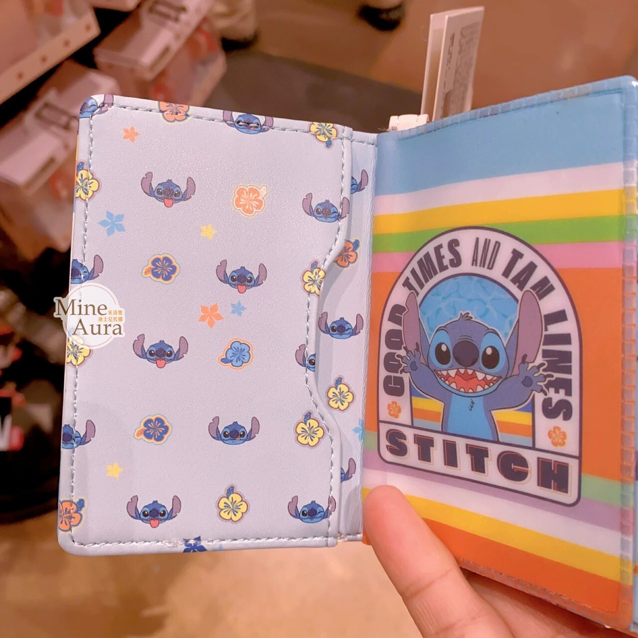史迪奇 Stitch 戴眼鏡掛花圈 圖案 掛繩 票卡夾 卡套 星際寶貝 Lilo & Stitch -上海迪士尼樂園