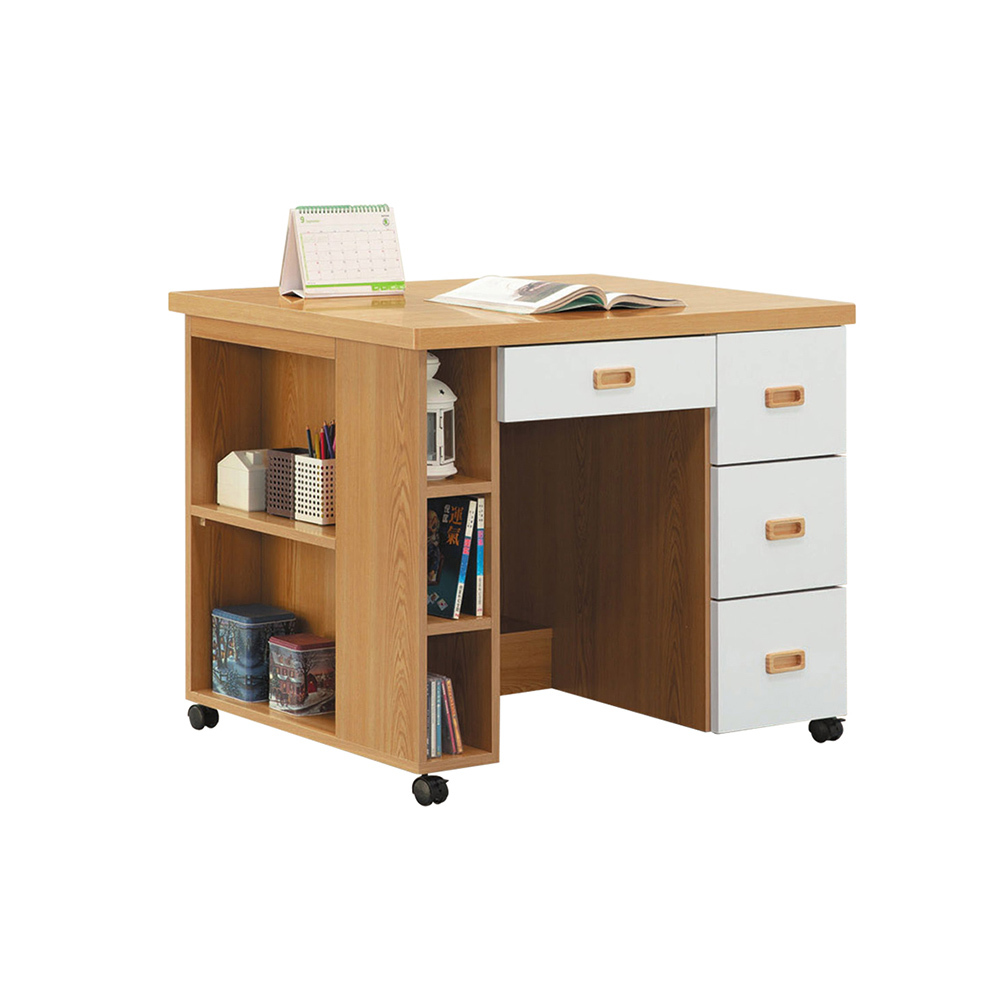 威森3.3尺活動式四抽書桌/多功能移動式工作桌/學生書桌
