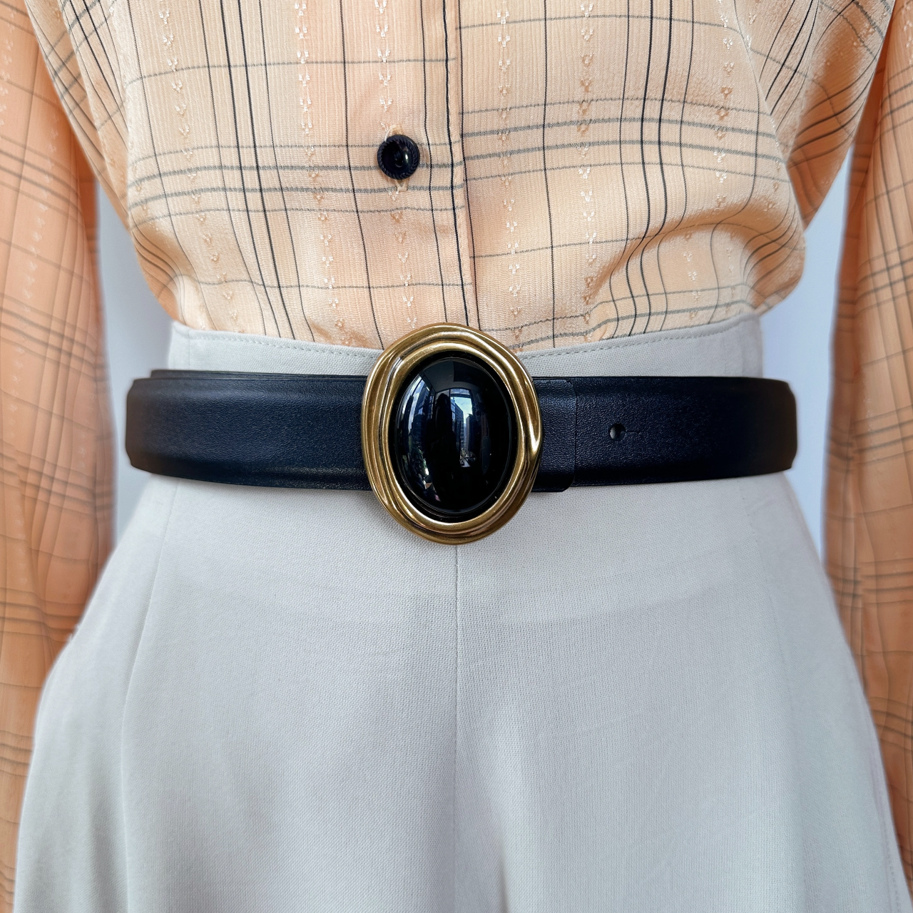 黑色復古感圓扣腰帶 [幼身版]