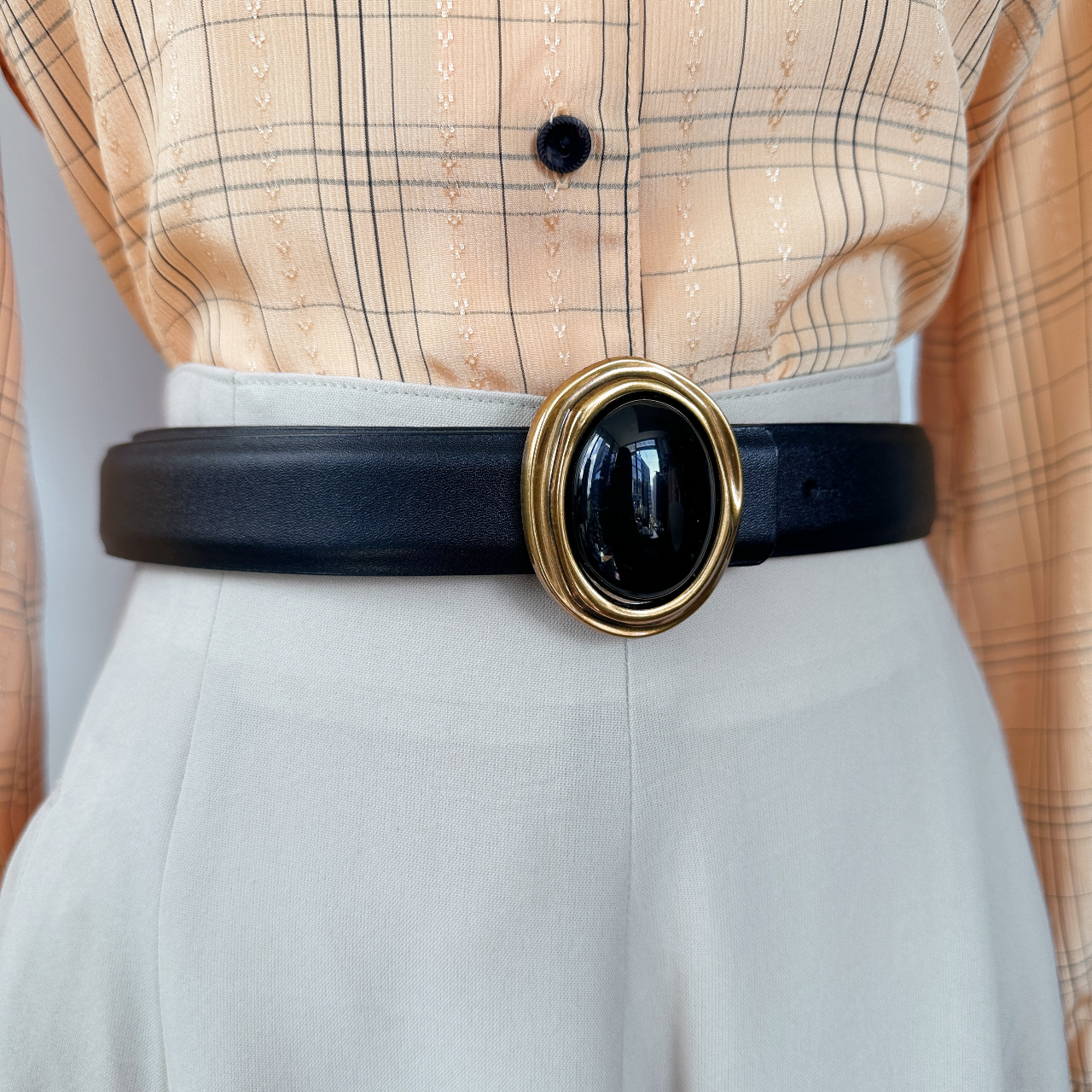 黑色復古感圓扣腰帶 [幼身版]