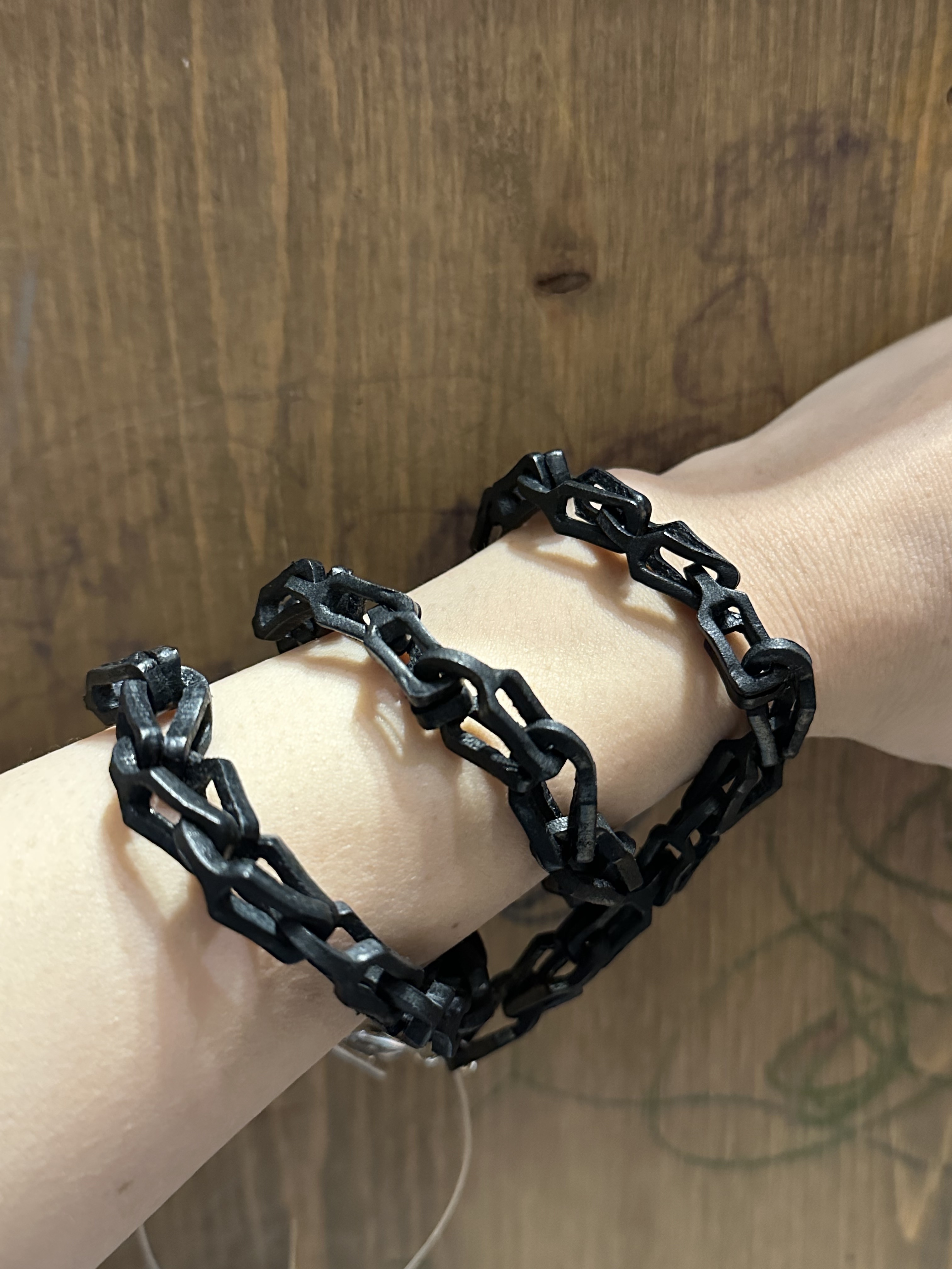 Leather Chain Necklace*2Way Middle Size Black / Silver Made in Japan