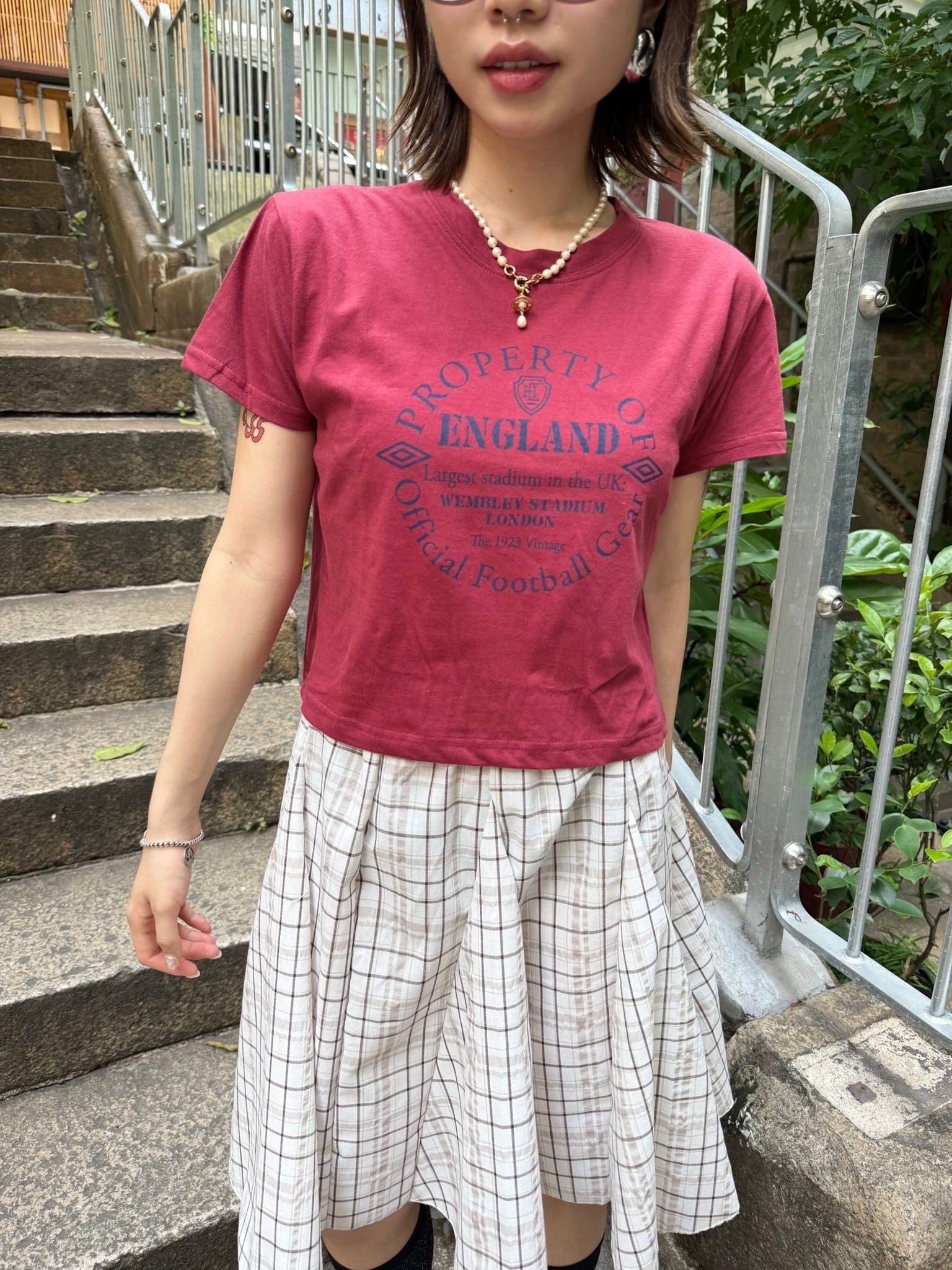 圓領VINTAGE 字句短Top