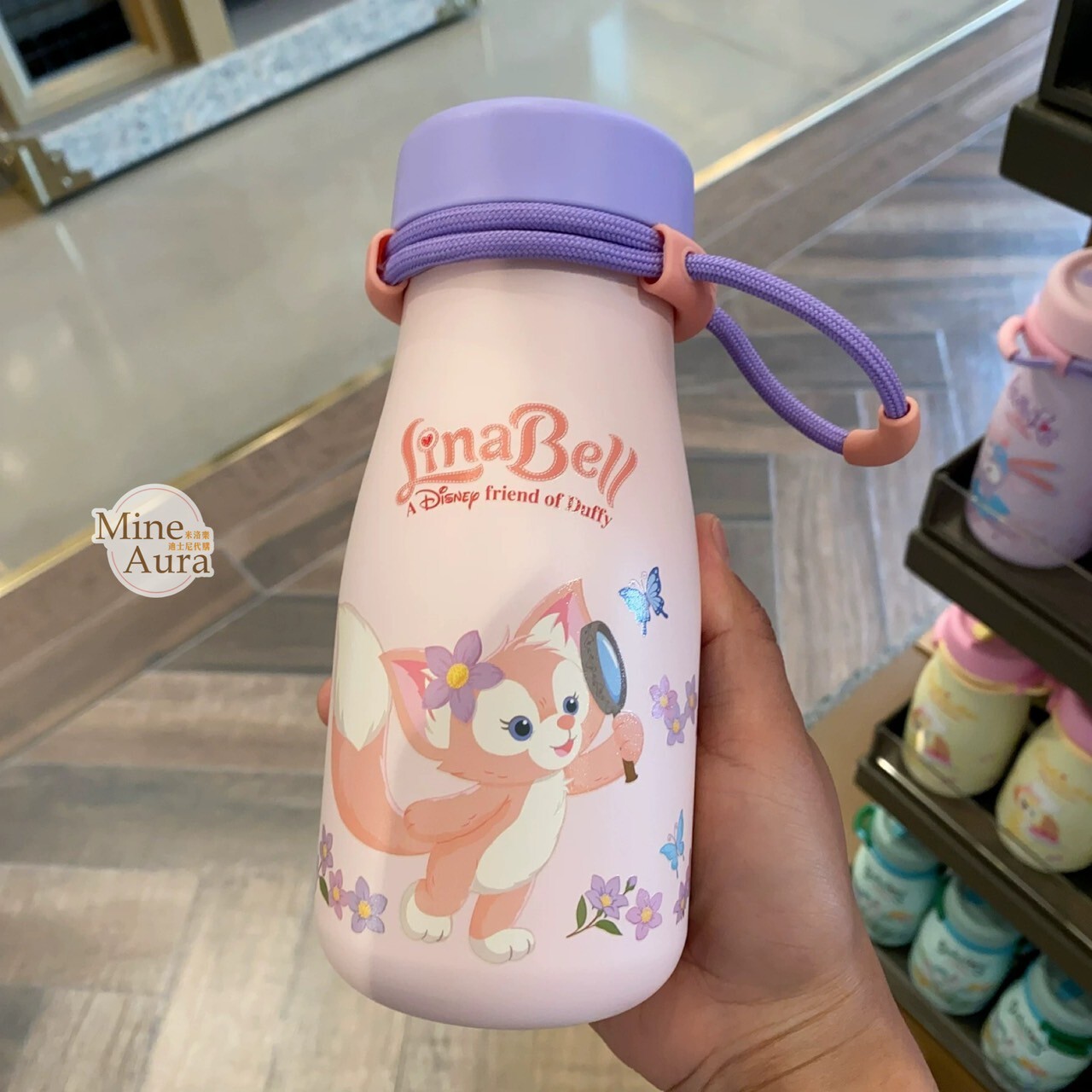 玲娜貝兒 Lina bell 圖案 不鏽鋼 掛繩設計 吸管 水杯 水壺 -上海迪士尼樂園