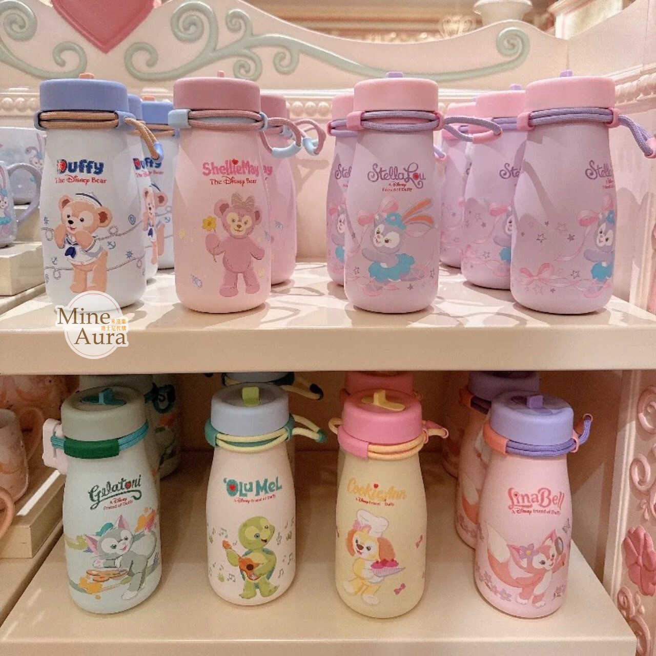 玲娜貝兒 Lina bell 圖案 不鏽鋼 掛繩設計 吸管 水杯 水壺 -上海迪士尼樂園