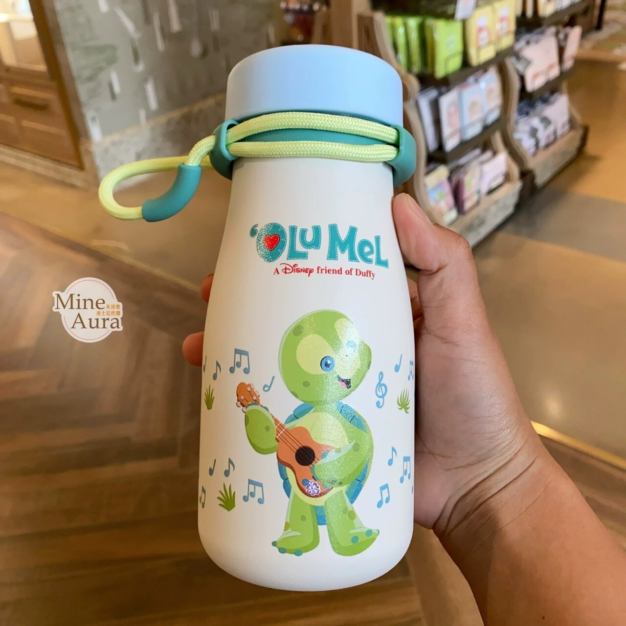 奧樂米拉 海龜 OluMel 圖案 不鏽鋼 掛繩設計 吸管 水杯 水壺 -上海迪士尼樂園