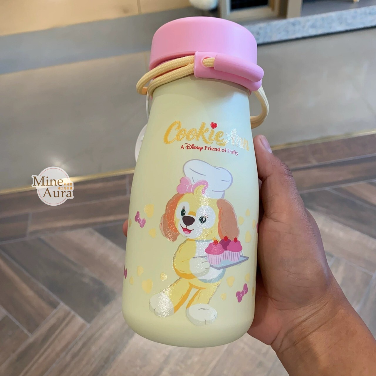 可琦安 餅乾 CookieAnn 圖案 不鏽鋼 掛繩設計 吸管 水杯 水壺 -上海迪士尼樂園