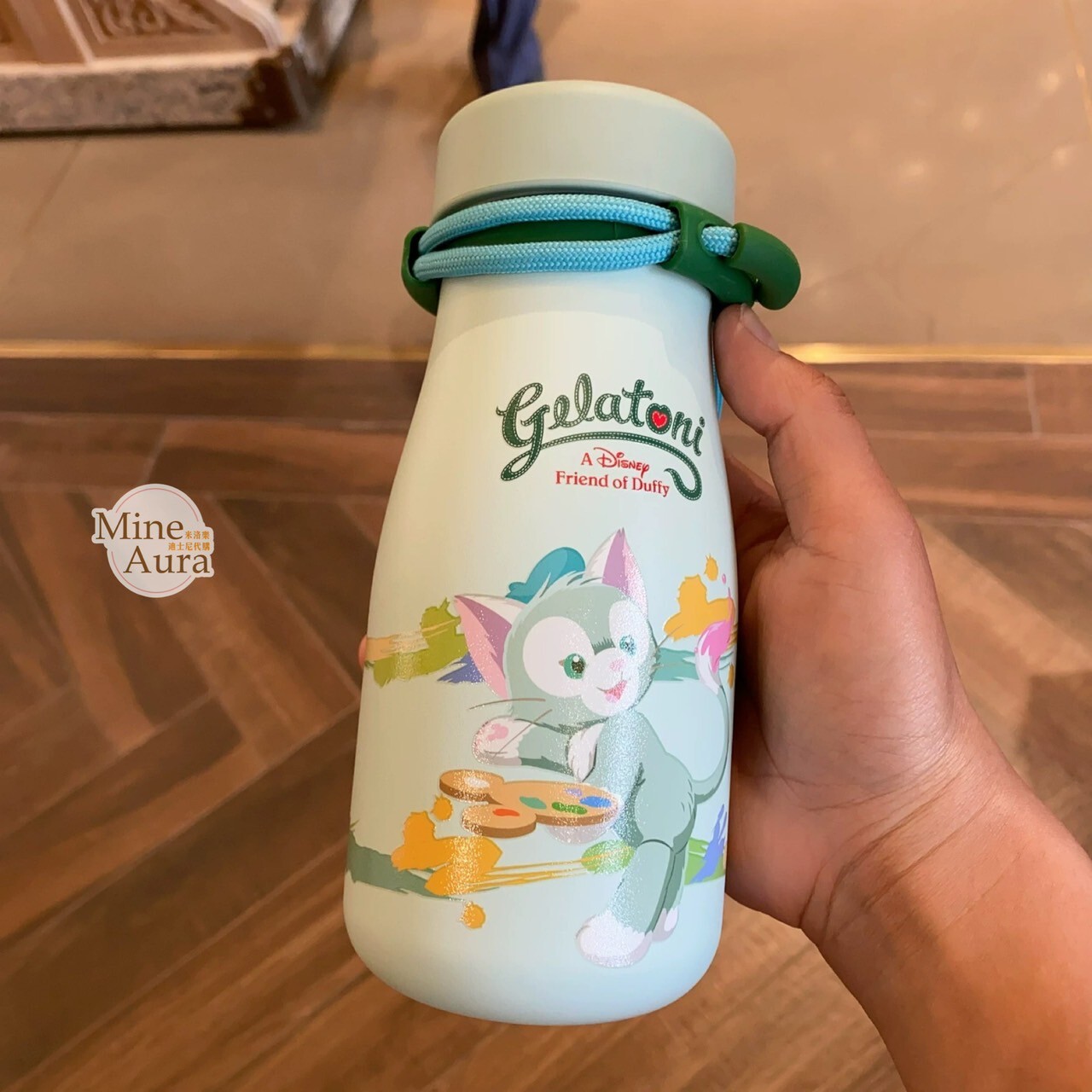 傑拉托尼 畫家貓 Gelatoni 圖案 不鏽鋼 掛繩設計 吸管 水杯 水壺 -上海迪士尼樂園
