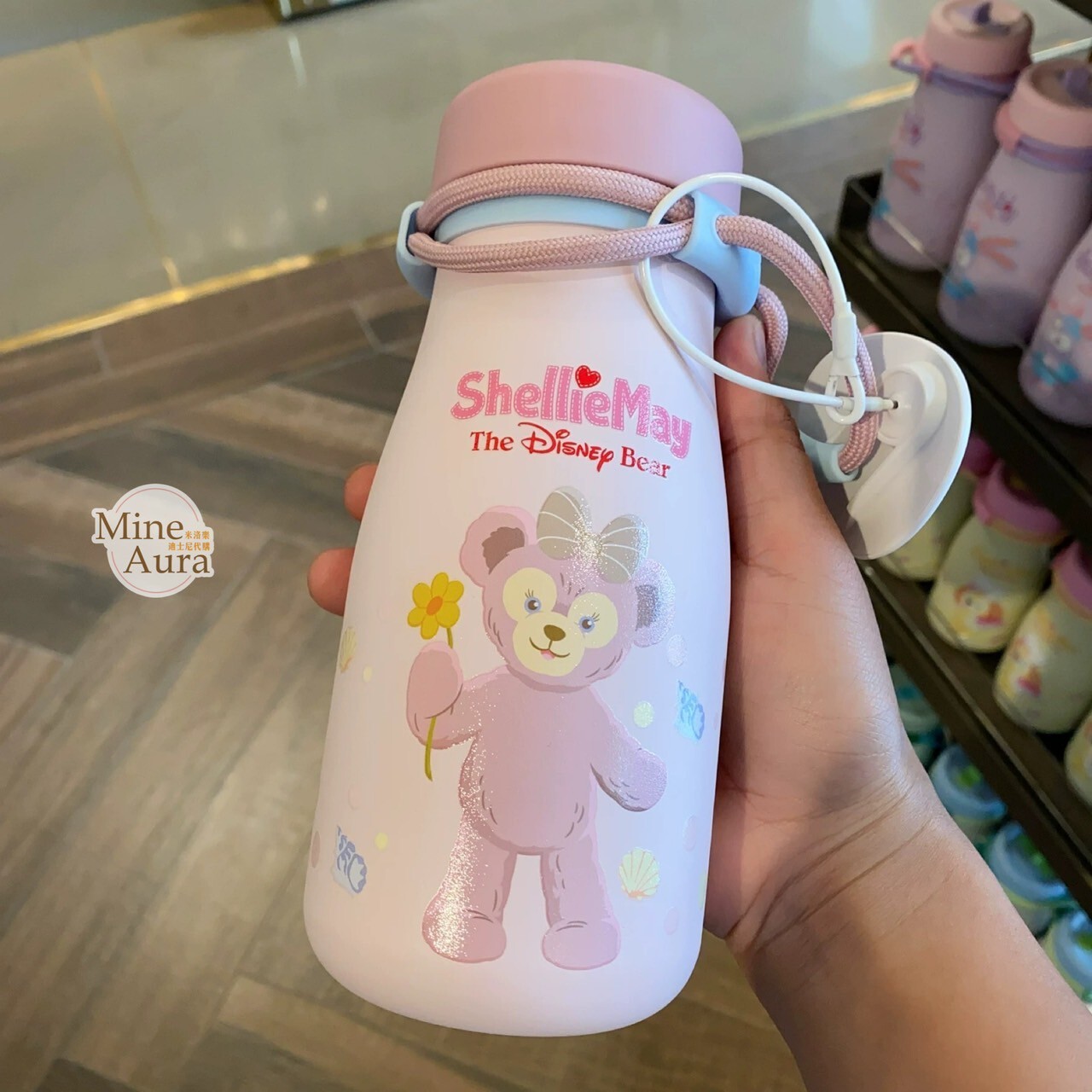 雪莉玫 ShellieMay 圖案 不鏽鋼 掛繩設計 吸管 水杯 水壺 -上海迪士尼樂園