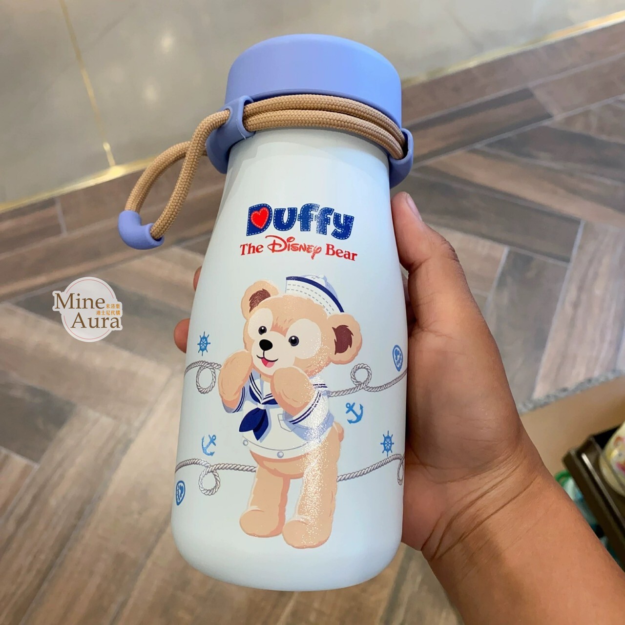 達菲 Duffy 圖案 不鏽鋼 掛繩設計 吸管 水杯 水壺 -上海迪士尼樂園