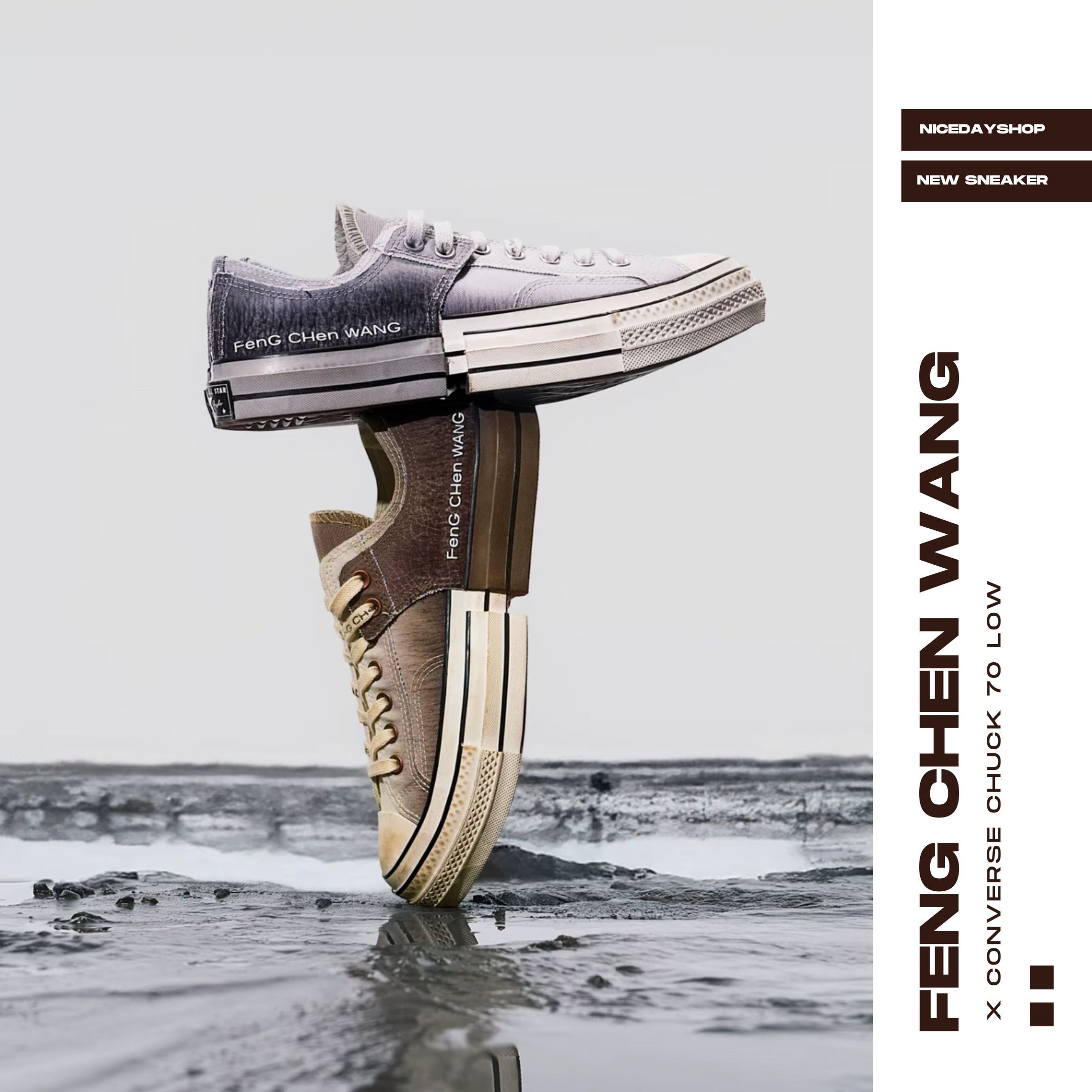 NICEDAY 代購 Feng Chen Wang 王逢陳 x Converse Chunk 解構 聯名 藍色 大地色