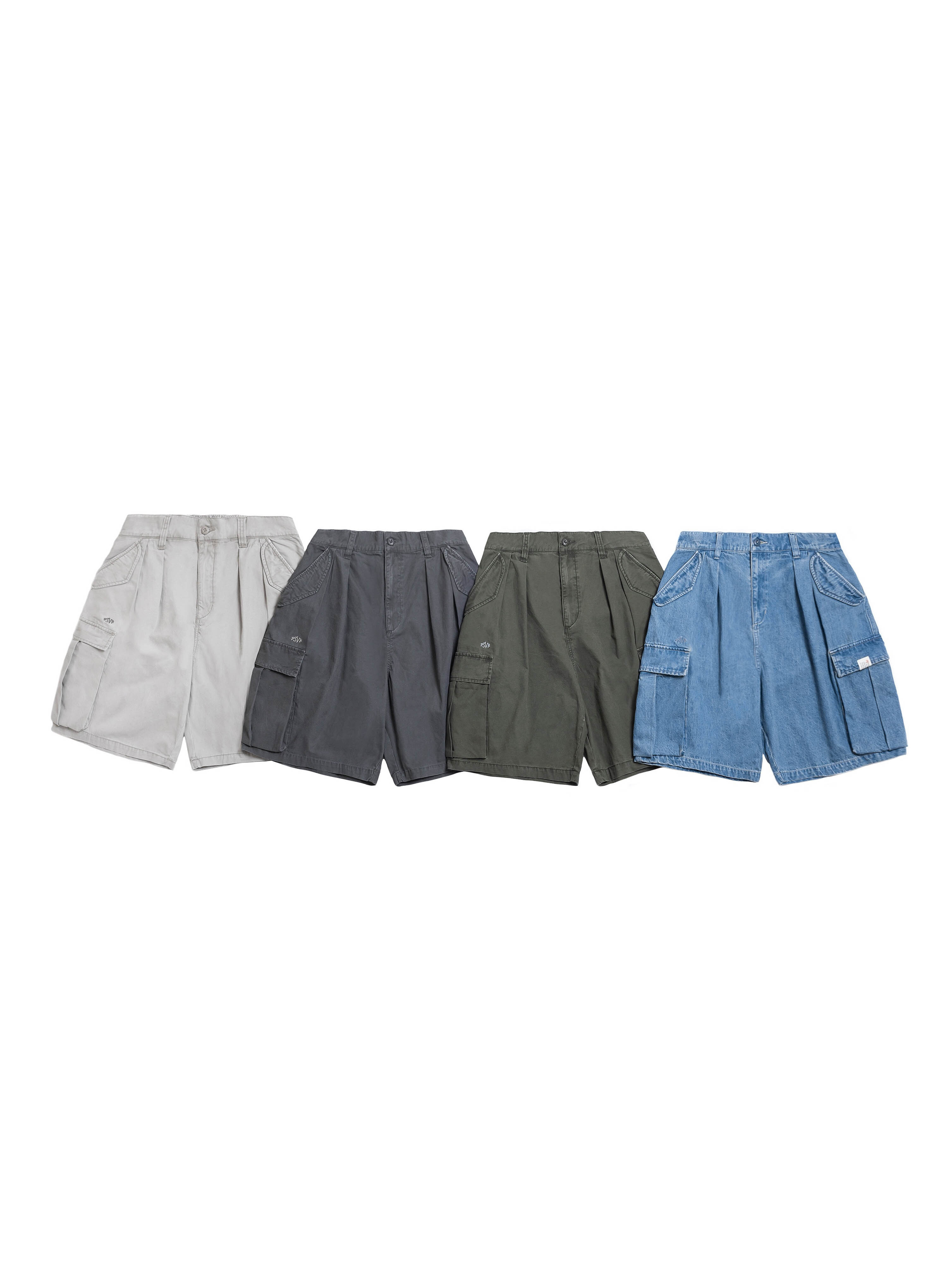 PERSEVERE WASHED DOUBLE-PLEATED CARGO SHORTS 水洗雙摺軍短褲