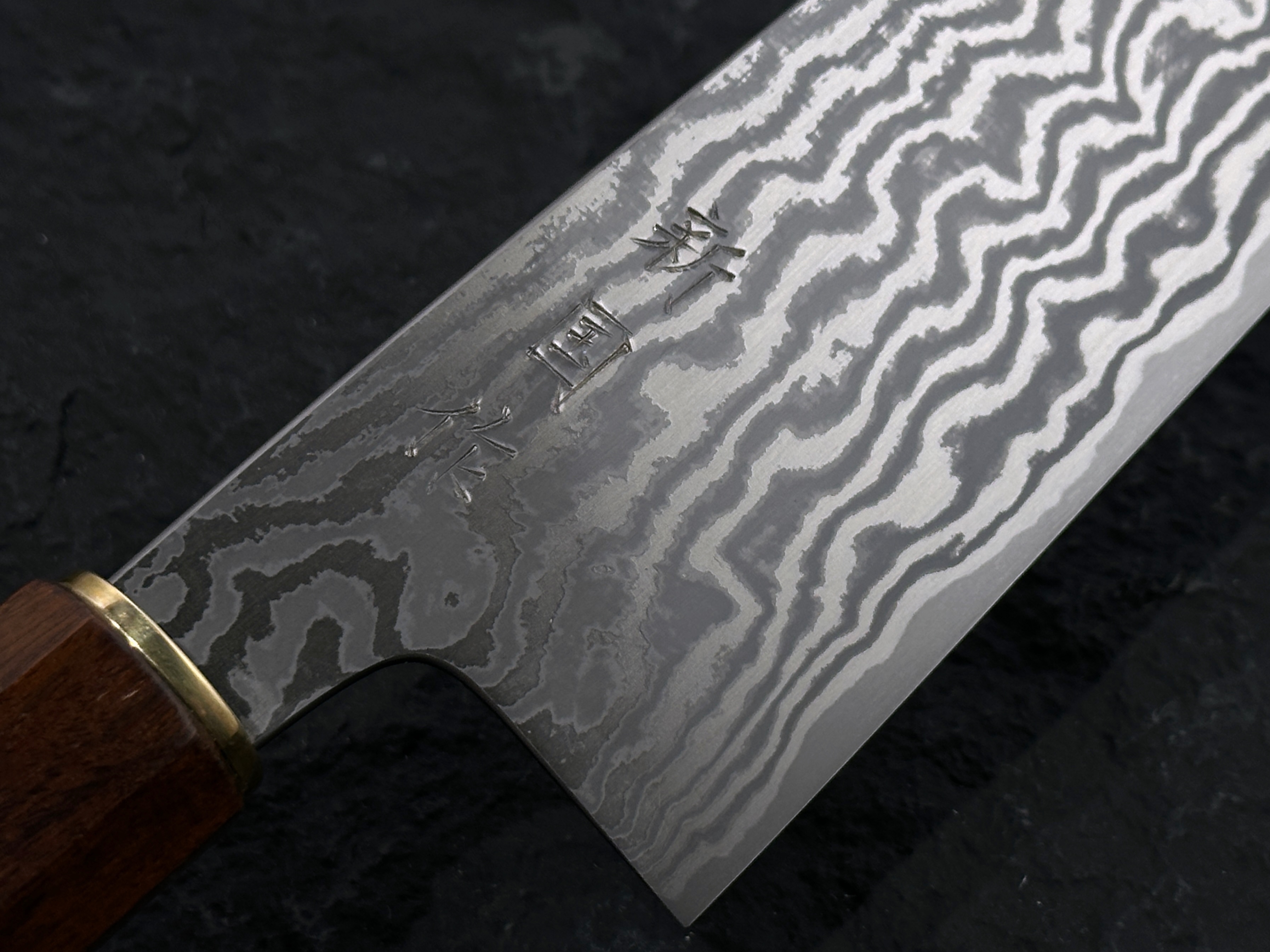 新国作 鍛造 ATS-34 鎳大馬士革鋼 牛刀 沙漠鐵木柄
