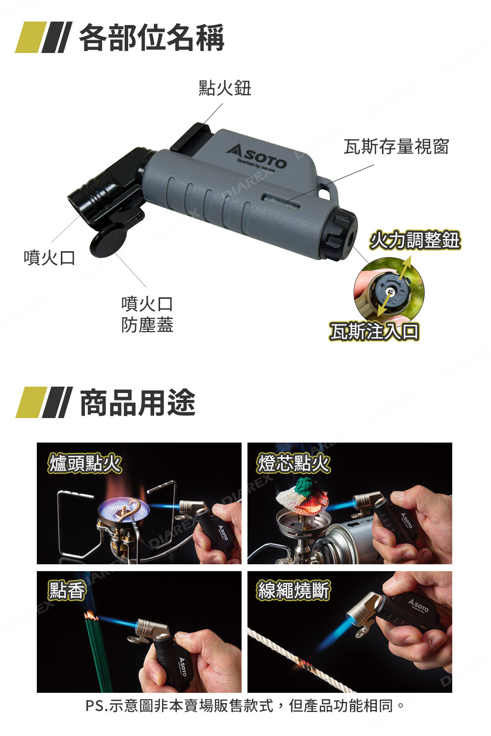 日本SOTO L型填充式掌中點火器(月球灰/土狼棕) ST-486限定系列