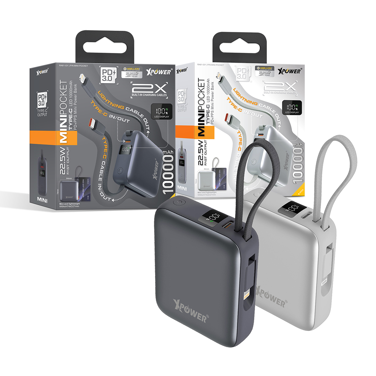 XPower MINI POCKET Type-C 數顯10000mAh  PD+PPS迷你移動電源